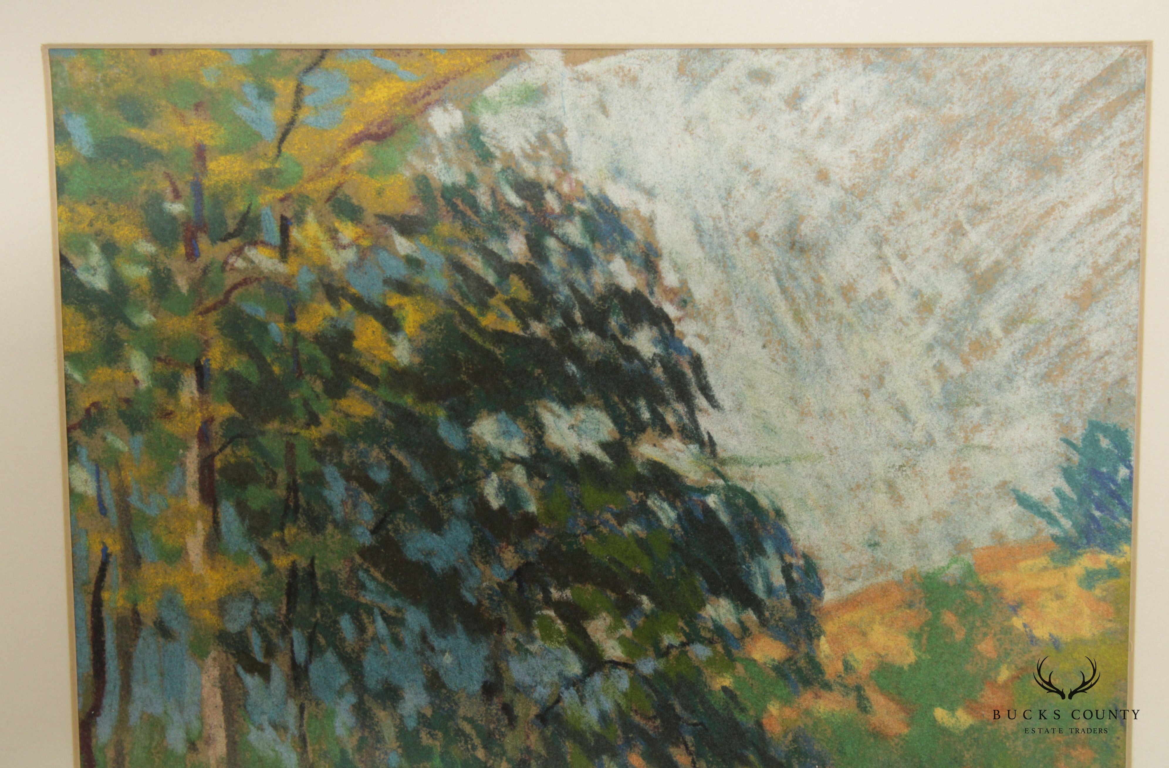 Impressionist Style 'Forrest Green' Pastel Drawings by John J. Dull