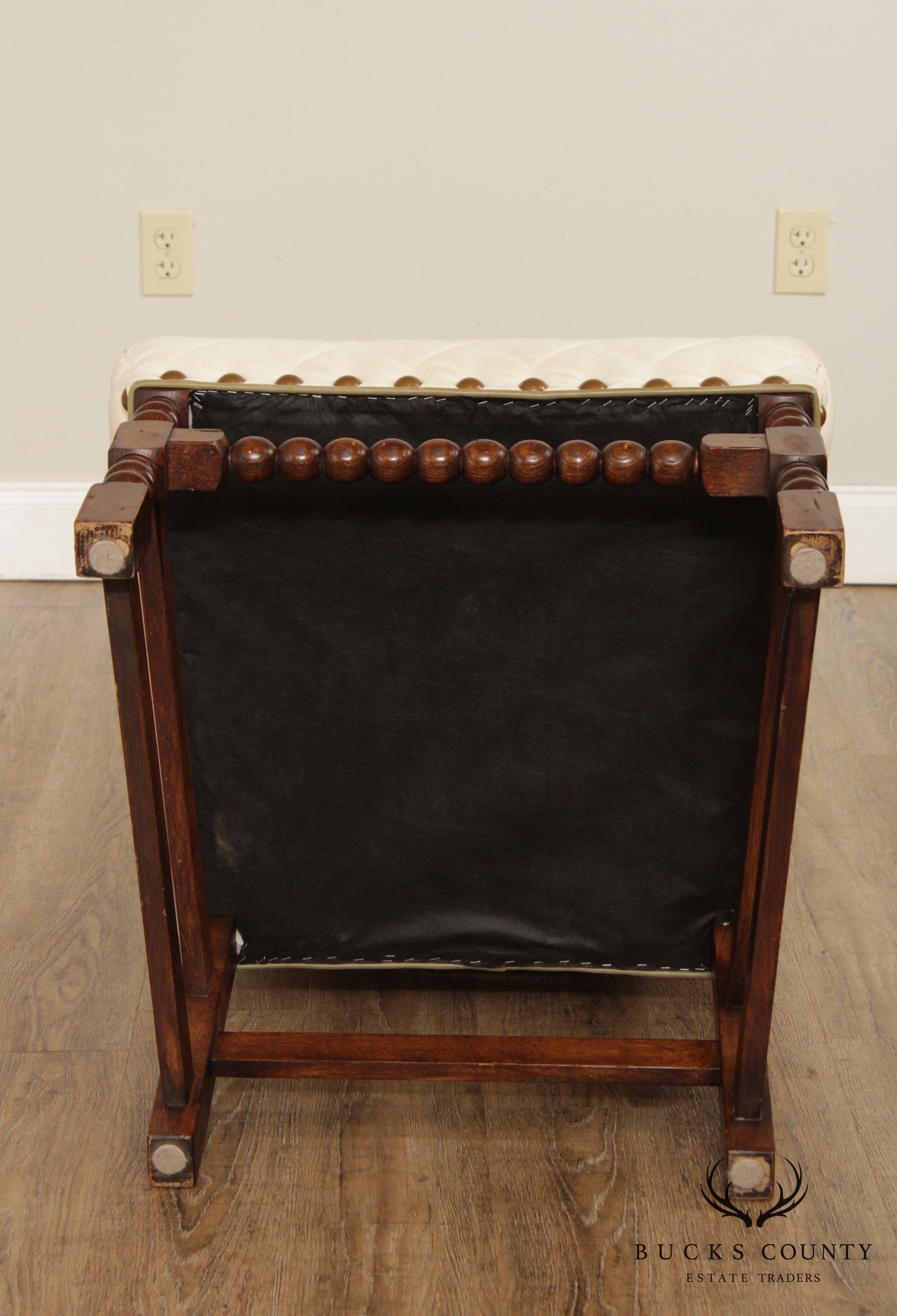 Jacobean Style Pair Spool Turned Upholstered Side Chairs