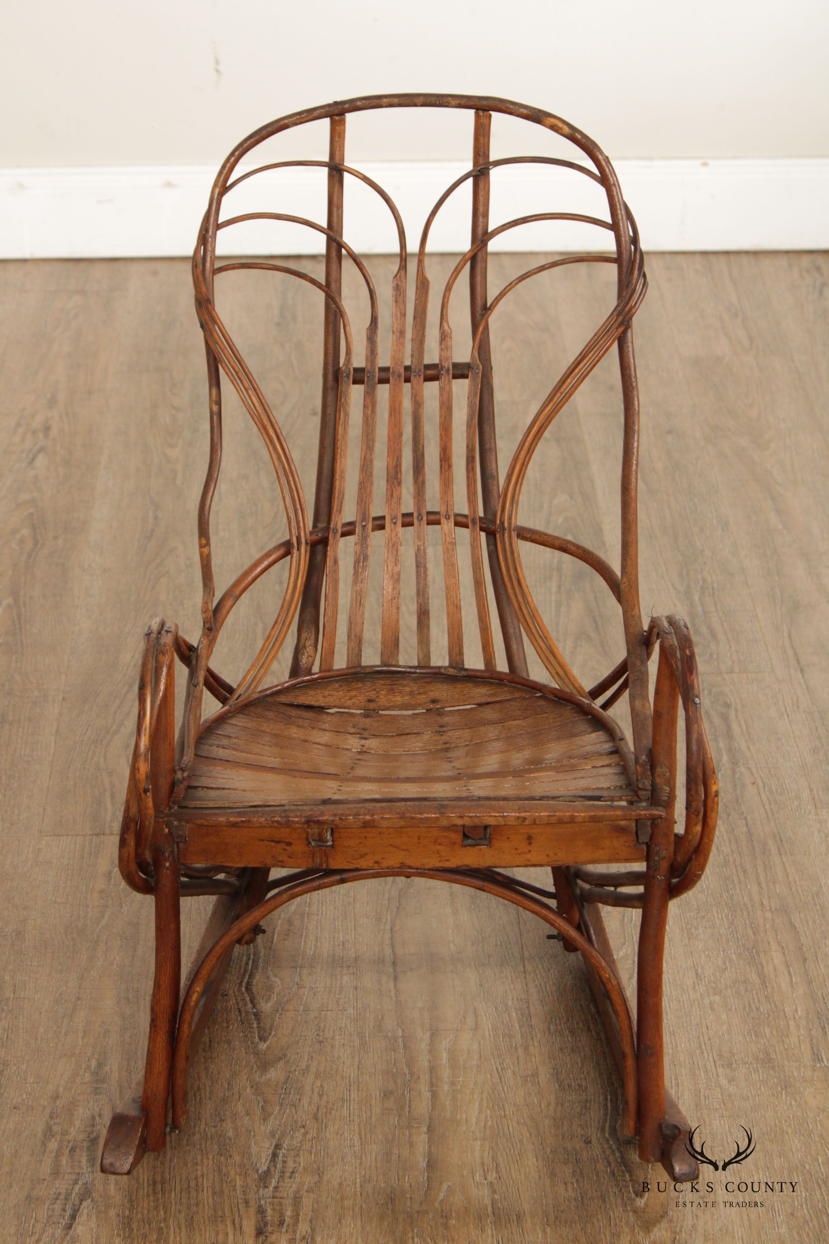 Antique Rustic Adirondack Children's Bentwood Rocking Chair