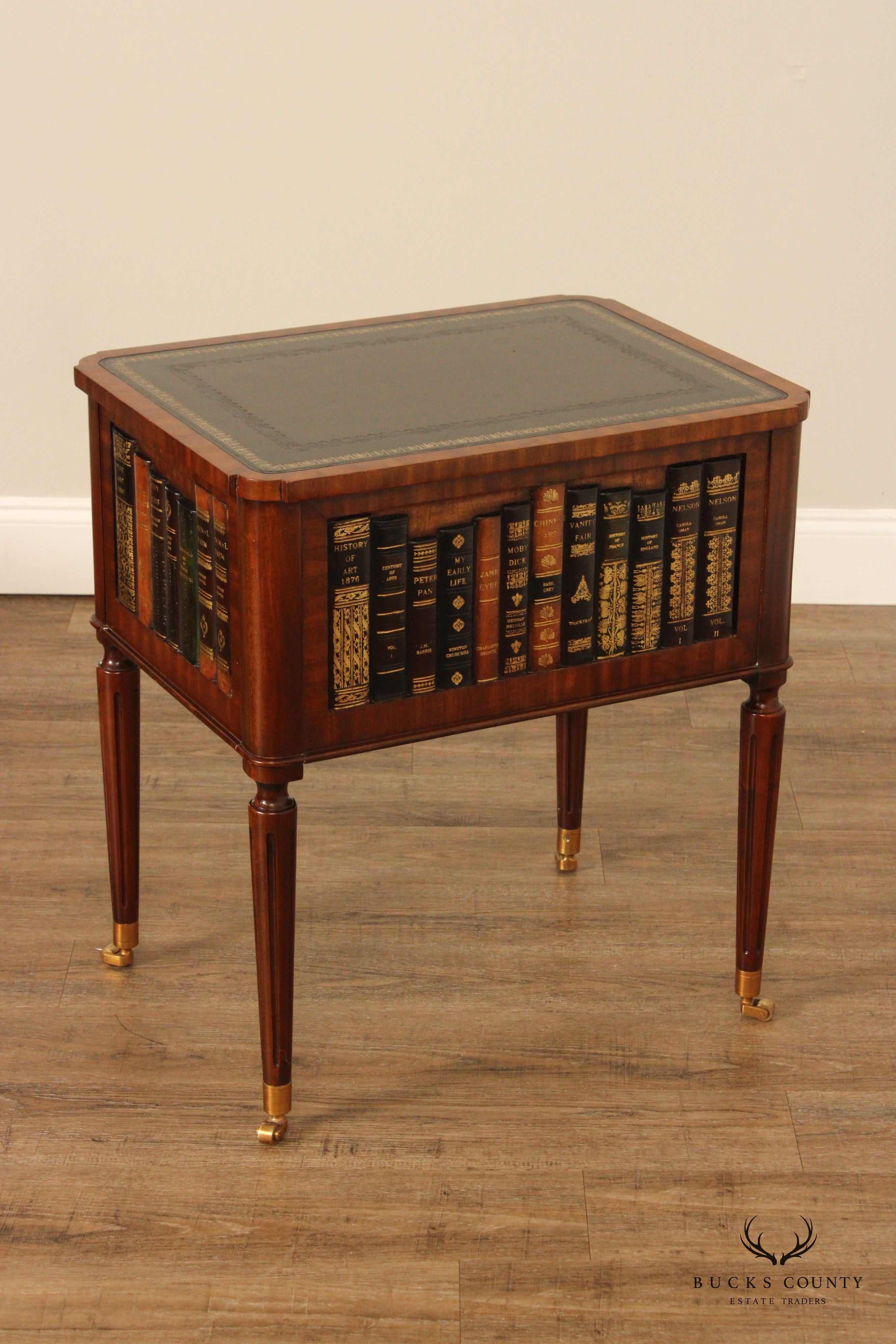 Maitland Smith Mahogany Faux Book End Table Cabinet