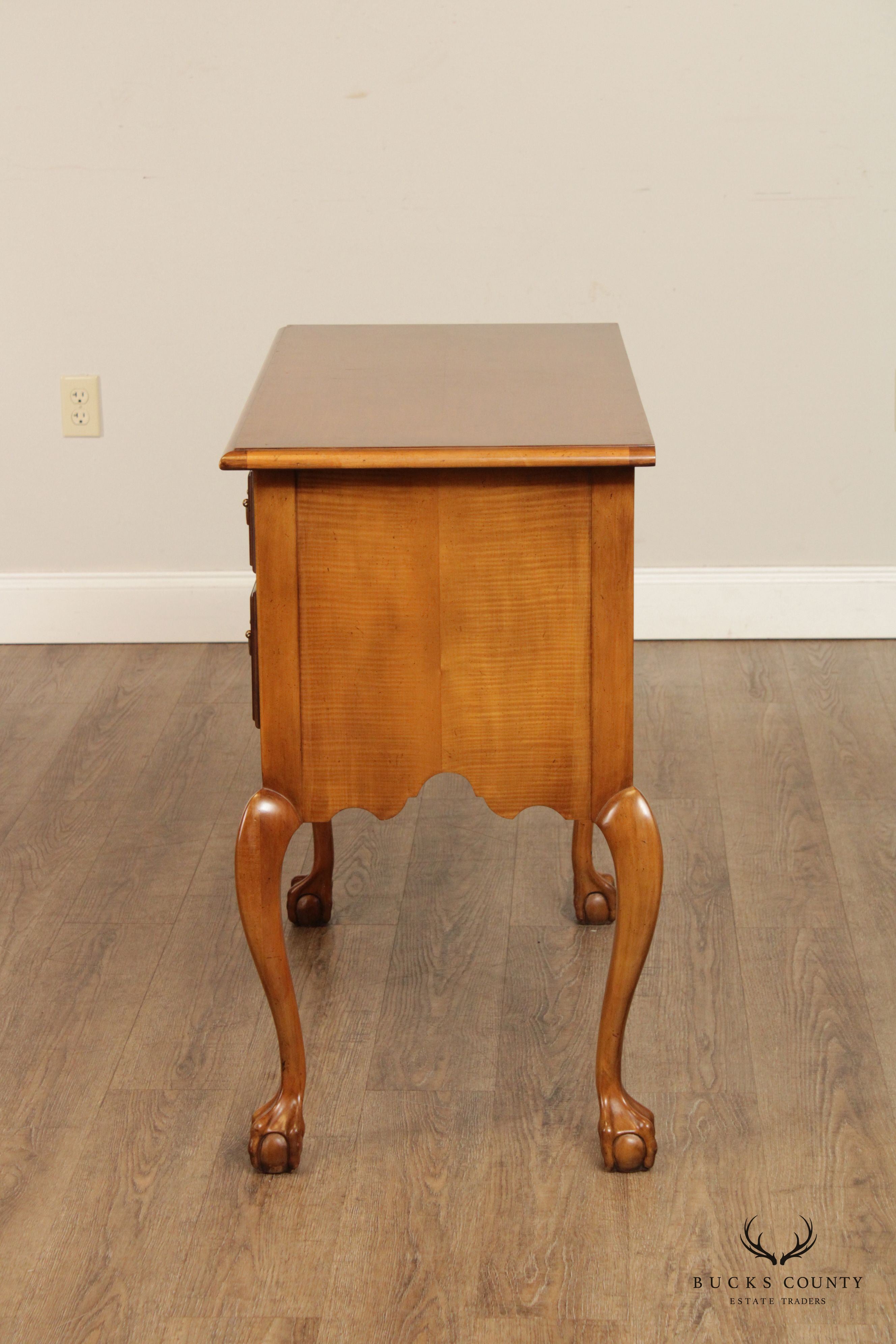 Baker Furniture Chippendale Style Tiger Maple Lowboy