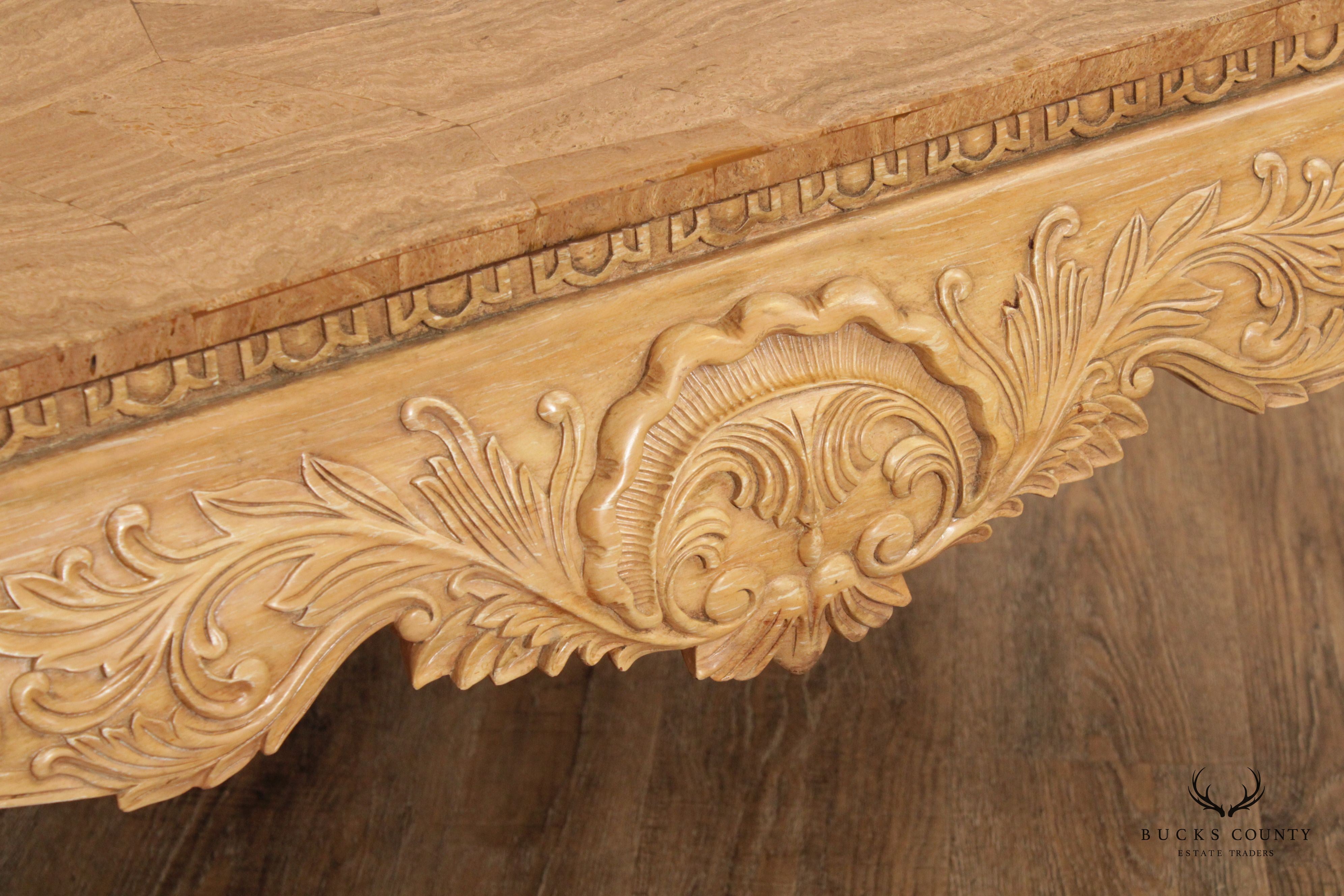 Maitland Smith Ornate Carved Square Coffee Table