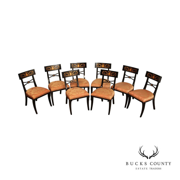 Baker Furniture Empire Style Set of Eight Ebonized Dining Chairs