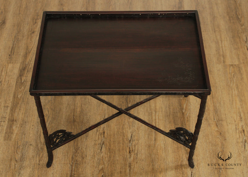 Antique 19th Century Rosewood Folding Bamboo Tray Table