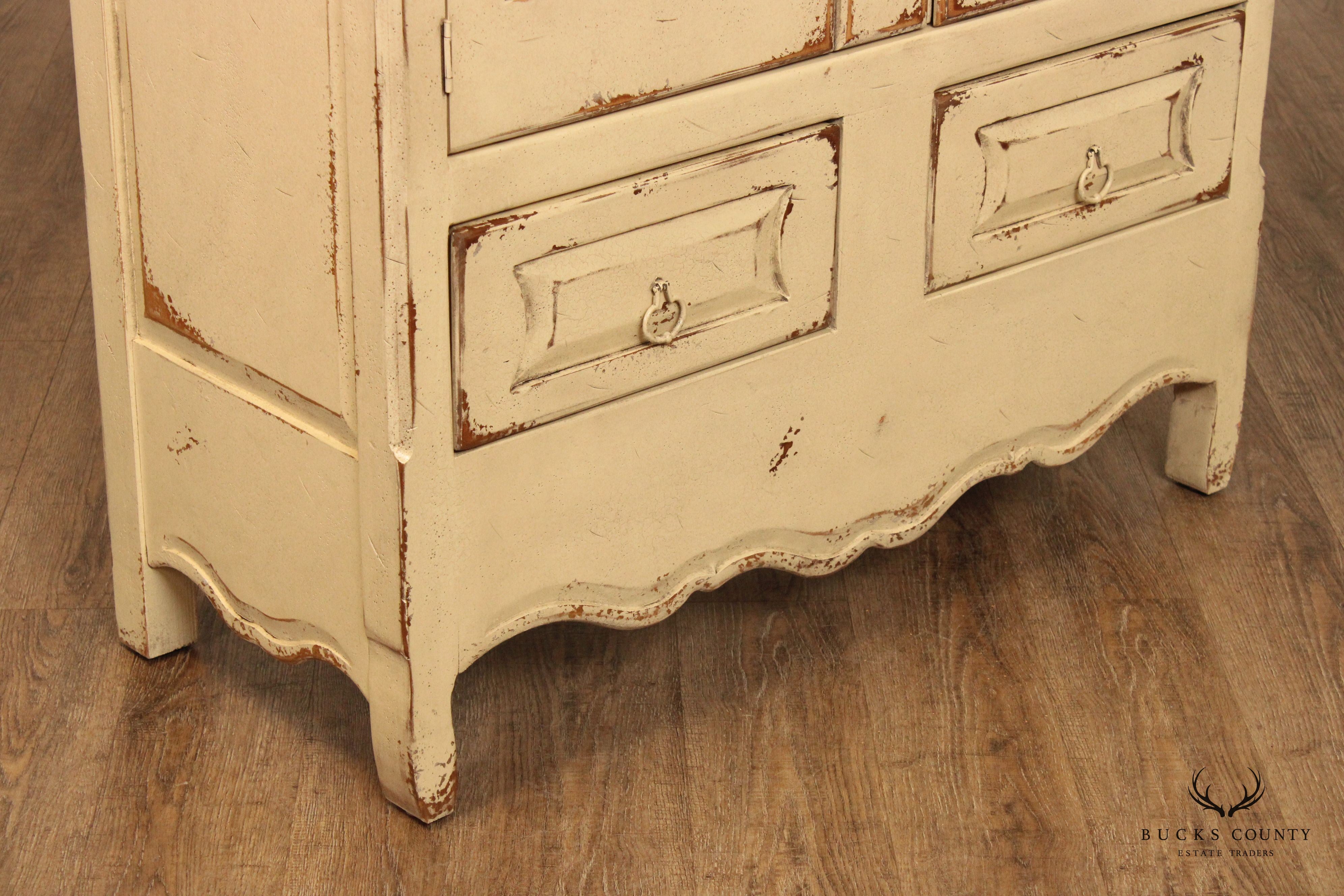 Habersham French Provincial Style Distress Painted Armoire