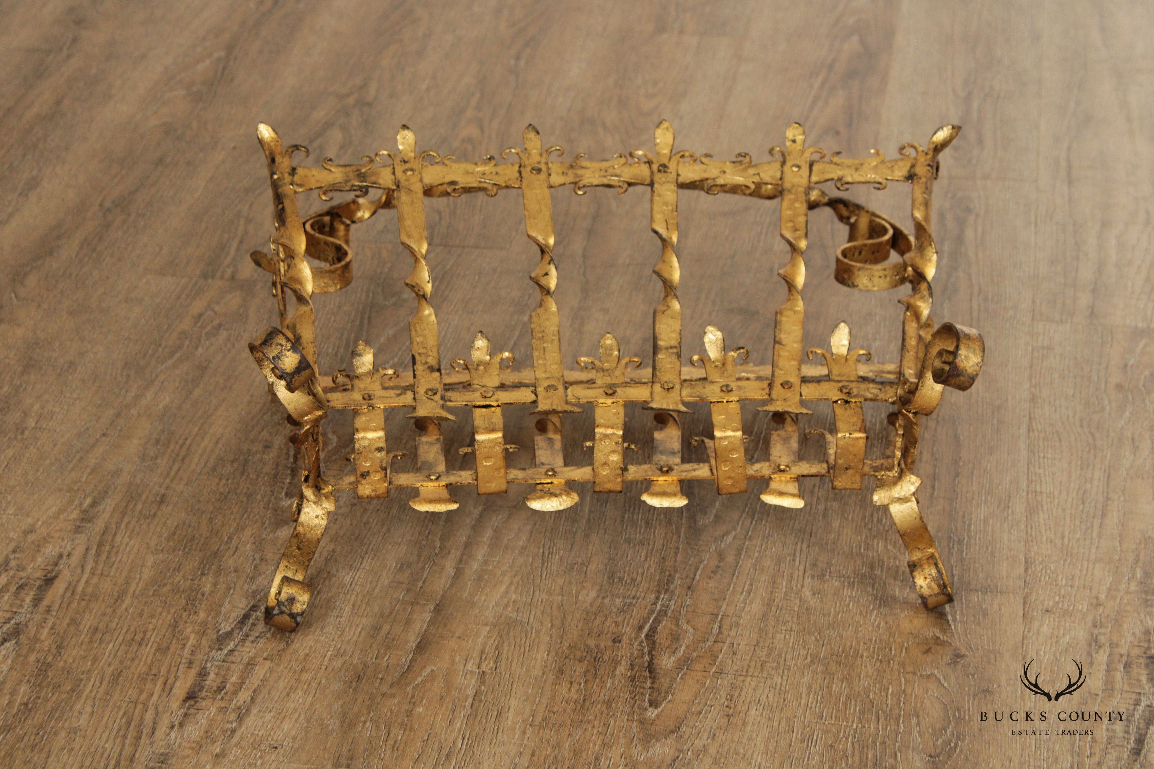 Mid Century Italian Gilt Metal Magazine Holder