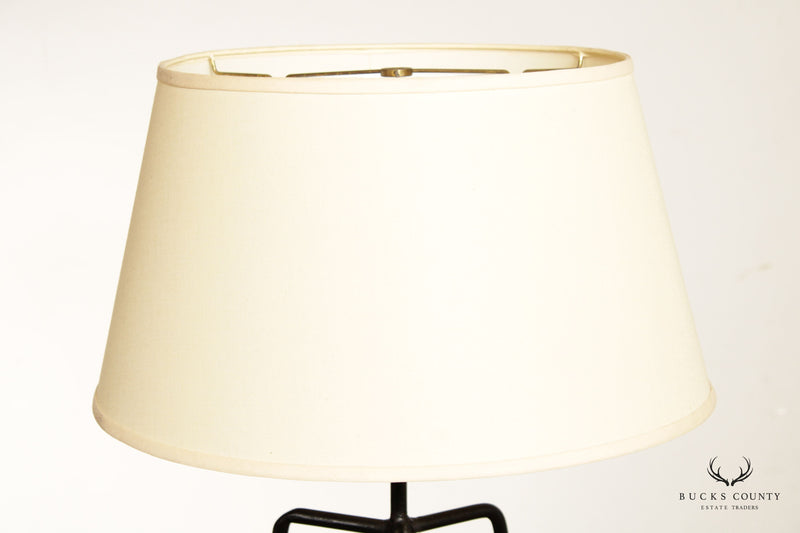 Parzinger Style Mid Century Modern Wrought Iron Tripod Floor Lamp