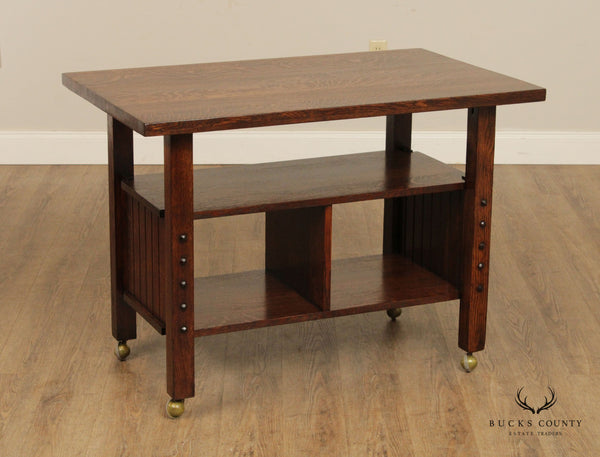 Antique Arts & Crafts Mission Oak Library Table, Bookcase