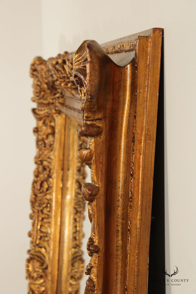 French Style Gilt Gold Carved Large Beveled Wall Mirror