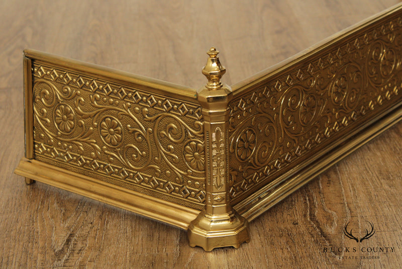 Antique Regency Style Brass Fireplace Fender