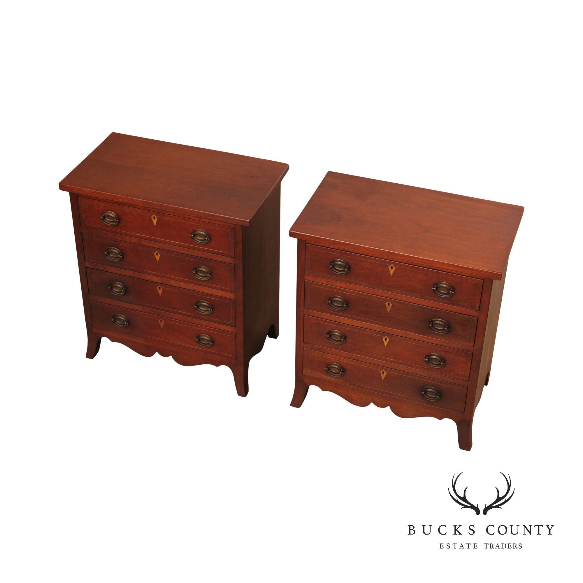 McFadden & Son Federal Style Pair of Cherry Nightstand Chests