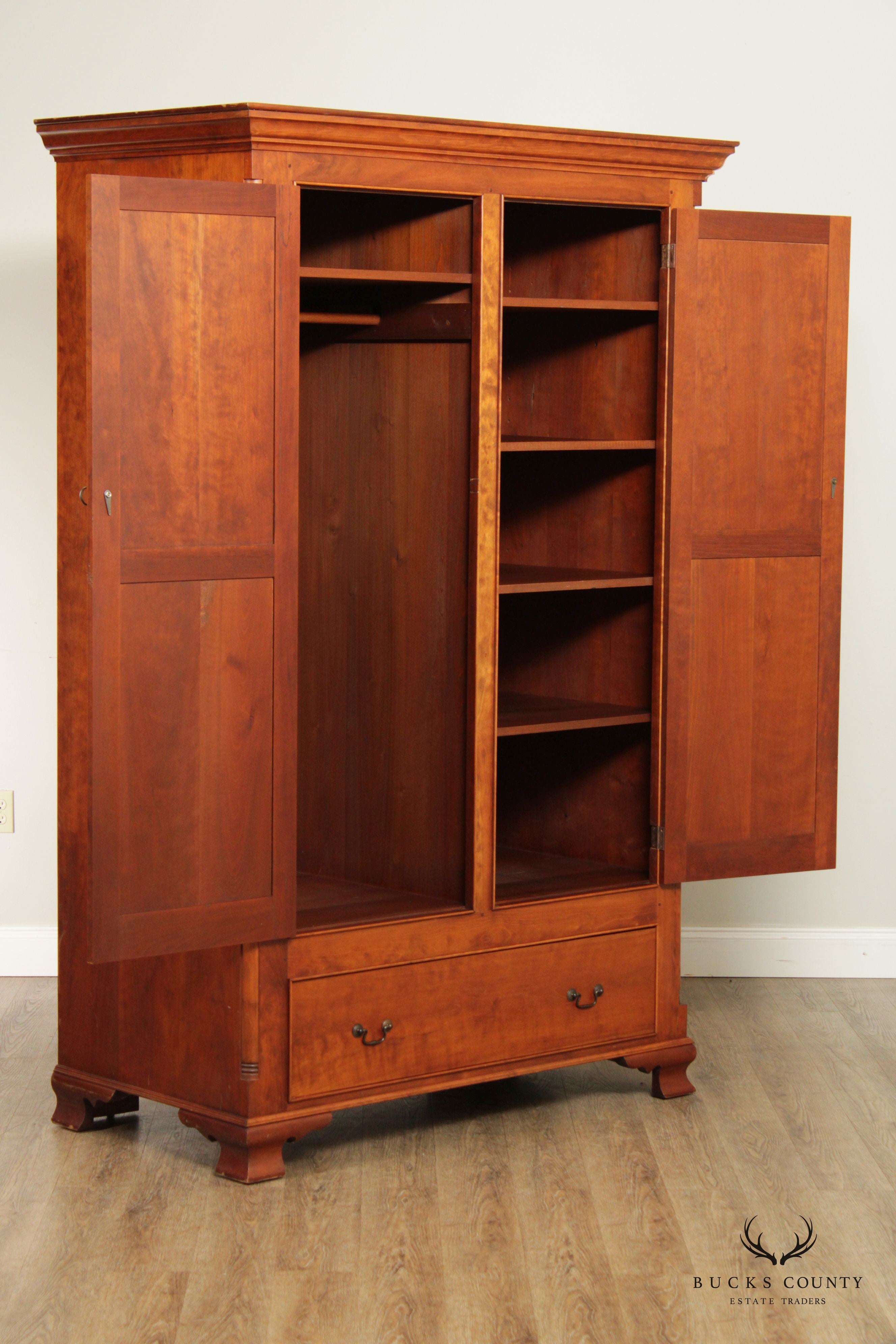 David Smith Bench Made Chippendale Style Cherry Armoire Cabinet