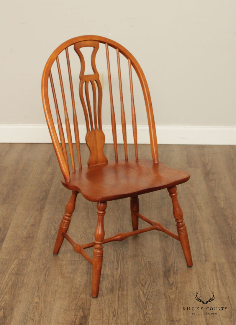 Keller Windsor Style Set Eight Solid Oak Dining Chairs