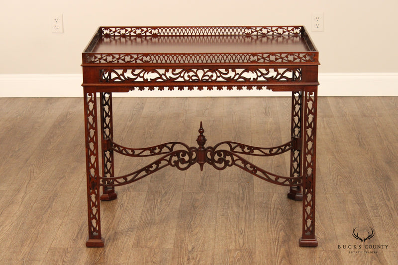 Chinese Chippendale Style Carved Mahogany Tea Table