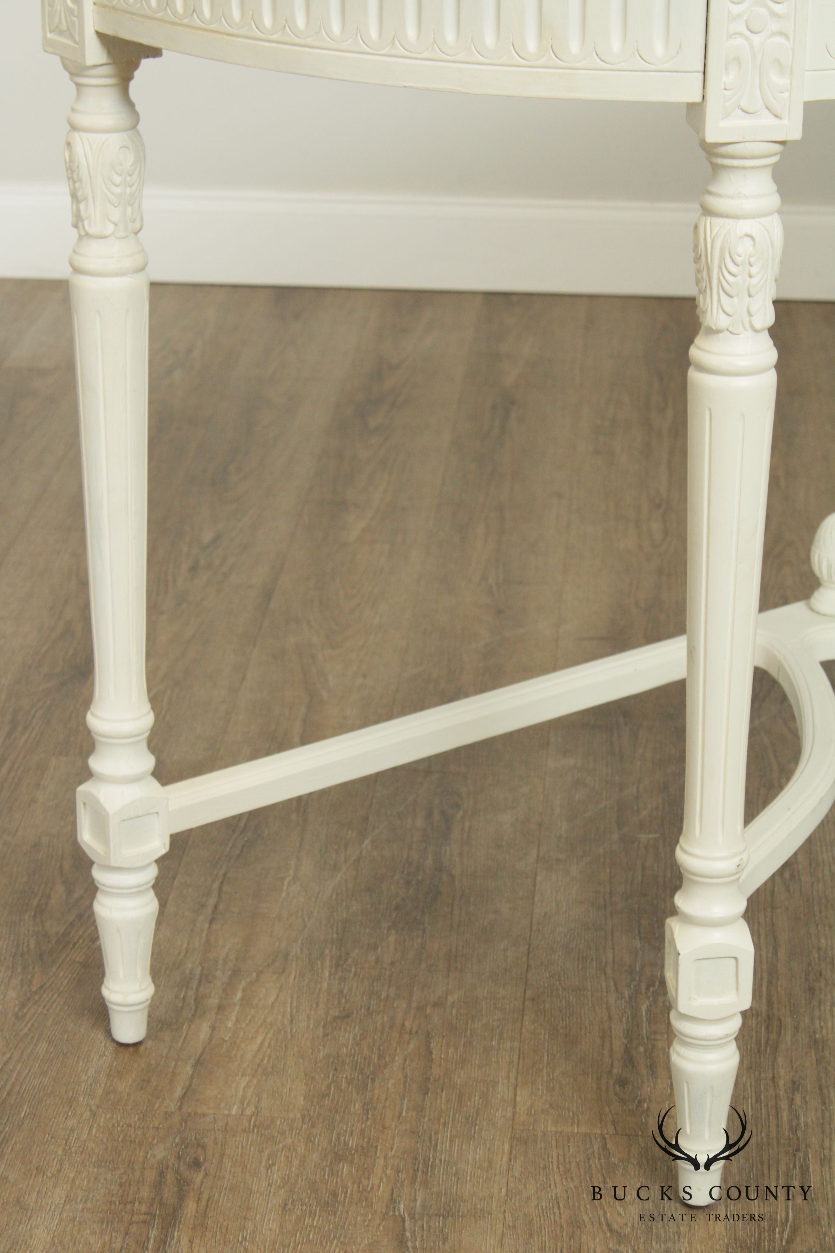 French Louis XVI Style Painted Demilune Console Table (A)