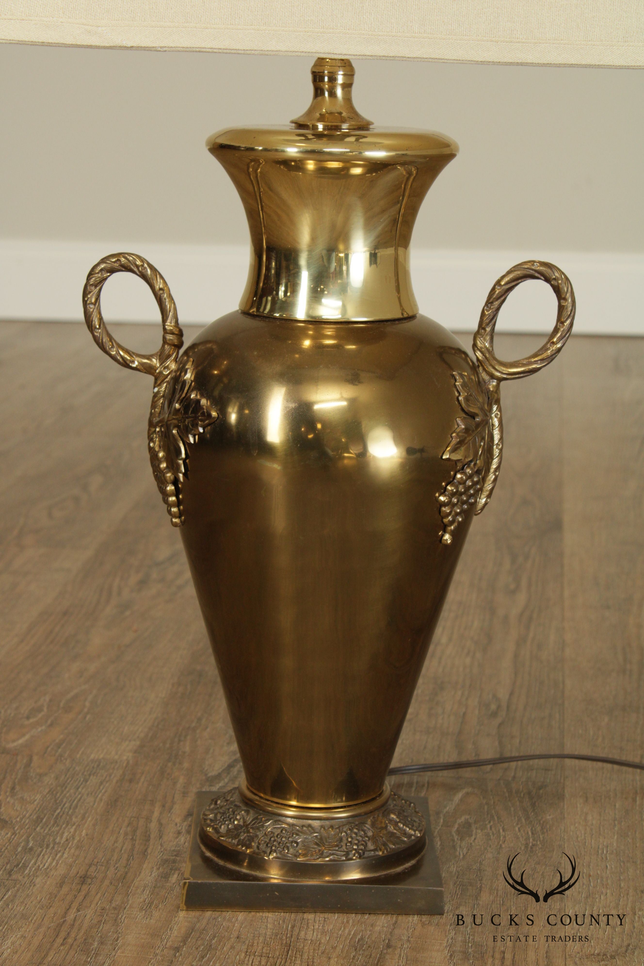 Quality Vintage Brass Grapevine Vase Lamp