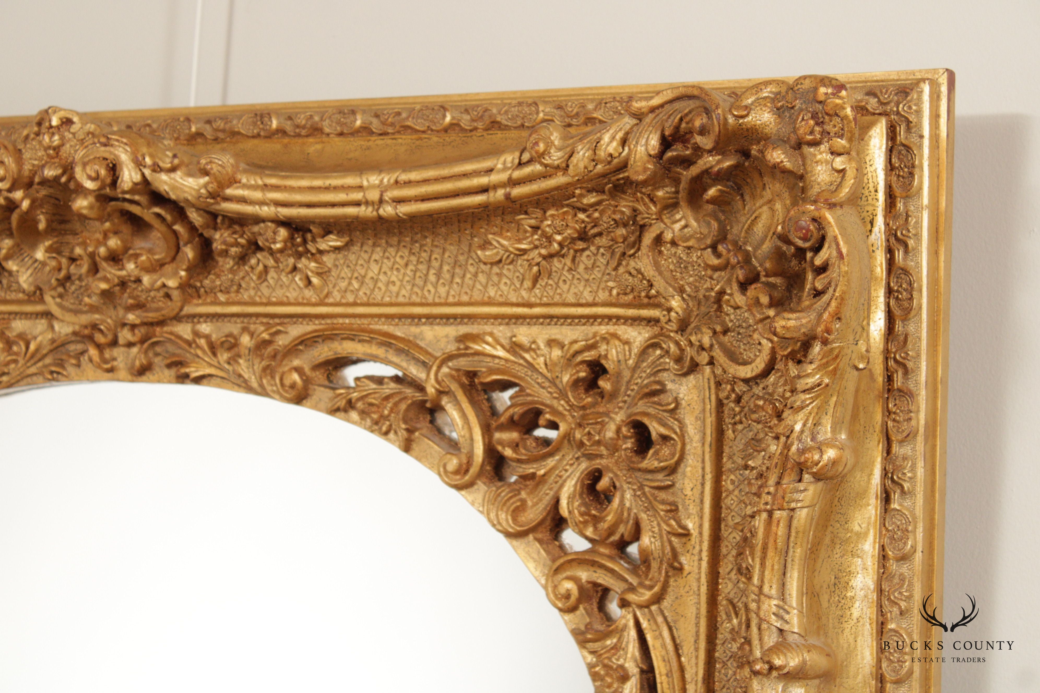 French Rococo Ornate Gilt Frame Oval Wall Mirror