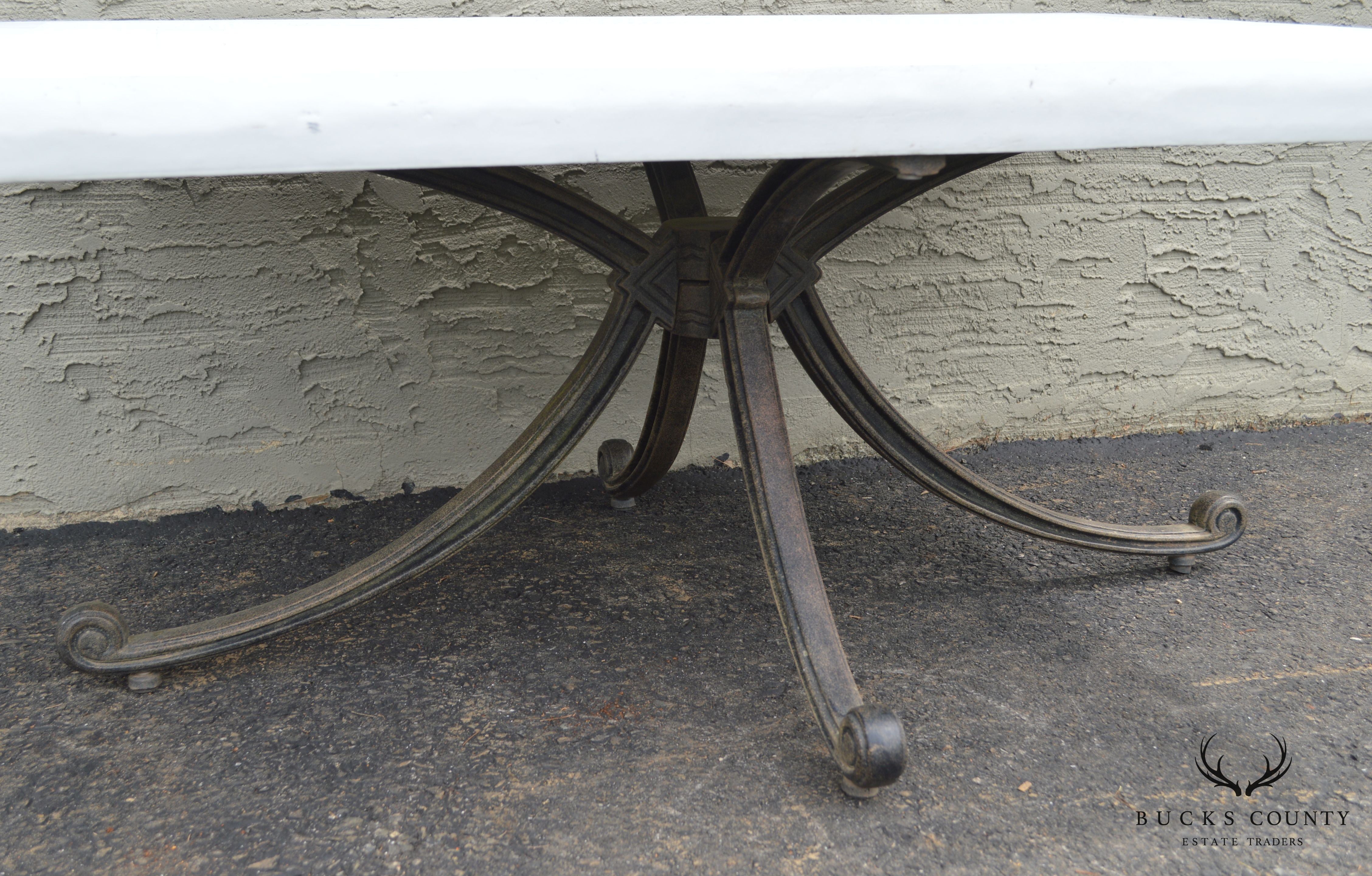 Quality Cast Aluminum & Faux Stone Top Patio Coffee or Coctail Table