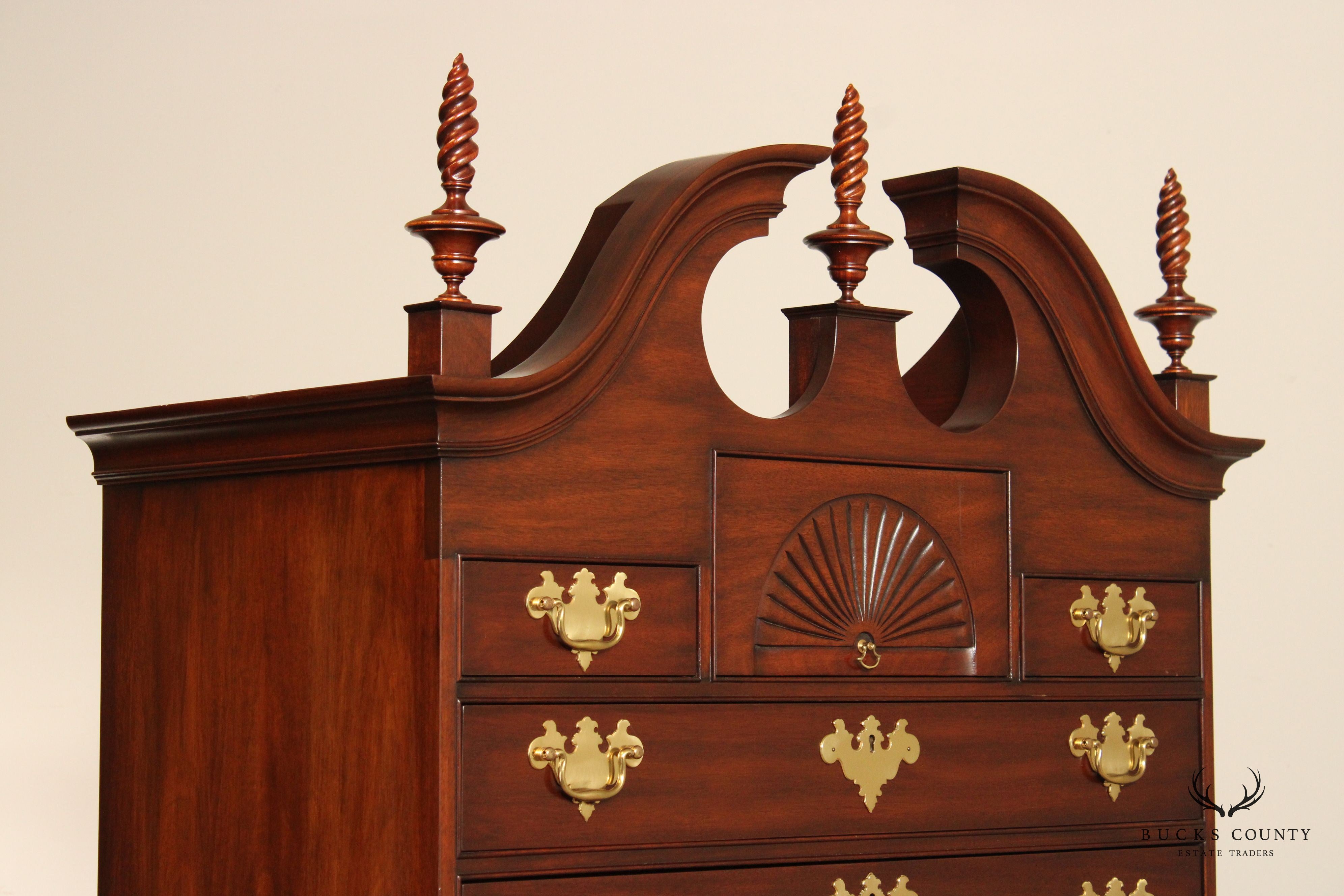 Henkel Harris Chippendale Style Mahogany 'SPNEA' Highboy Chest