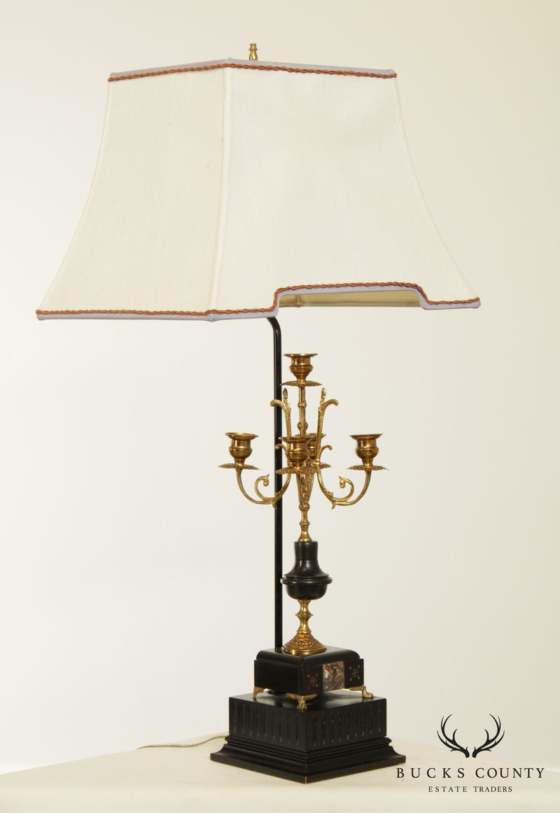 Antique French Bronze Candelabra Table Lamp
