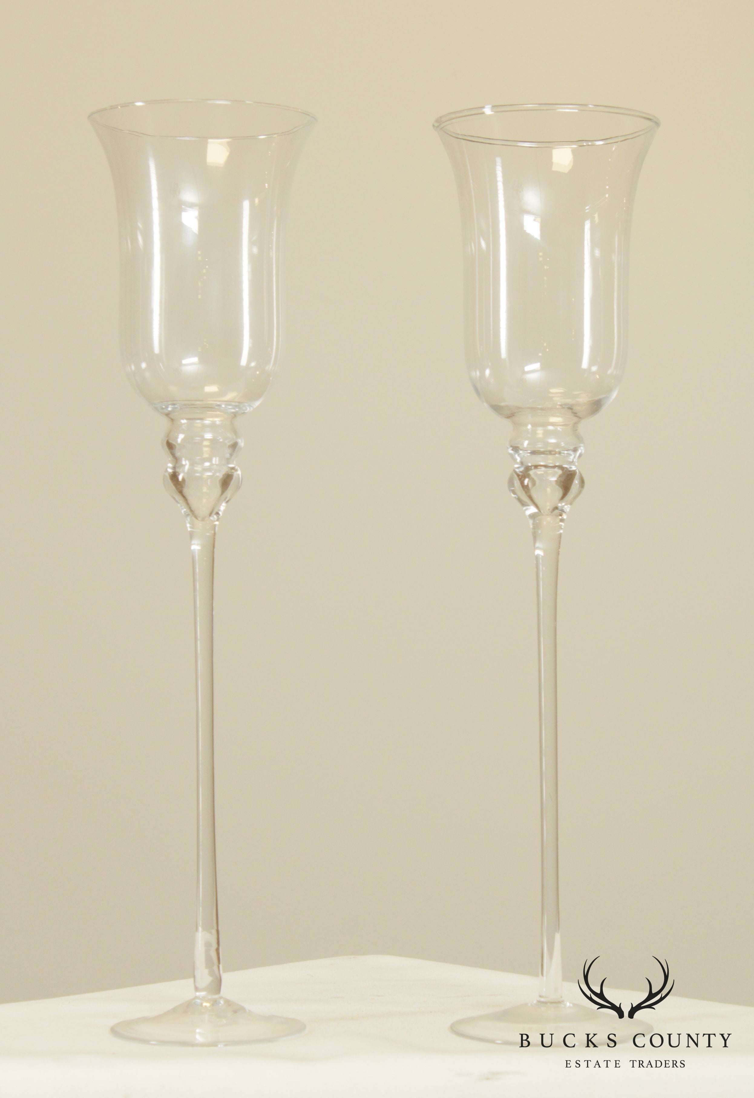 Pair High Stem Decorative Glasses