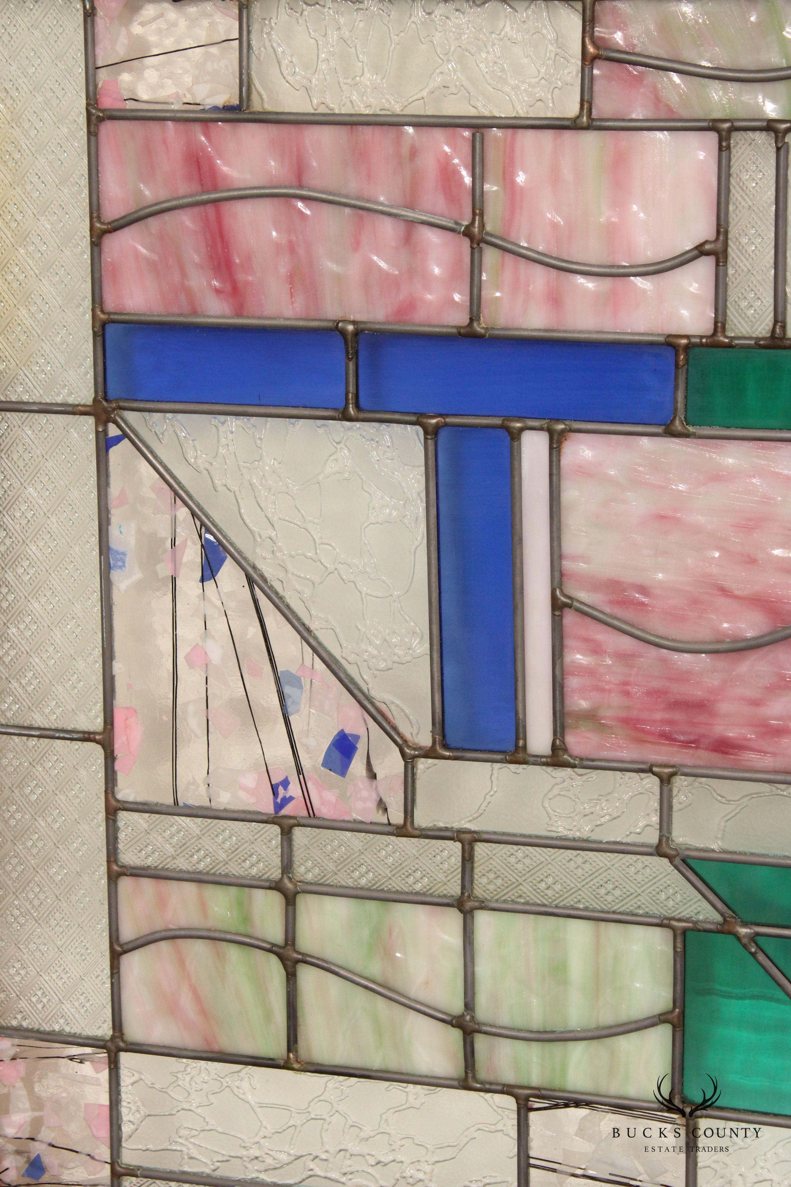 Arts and Crafts Style Stained Glass Panel or Transom