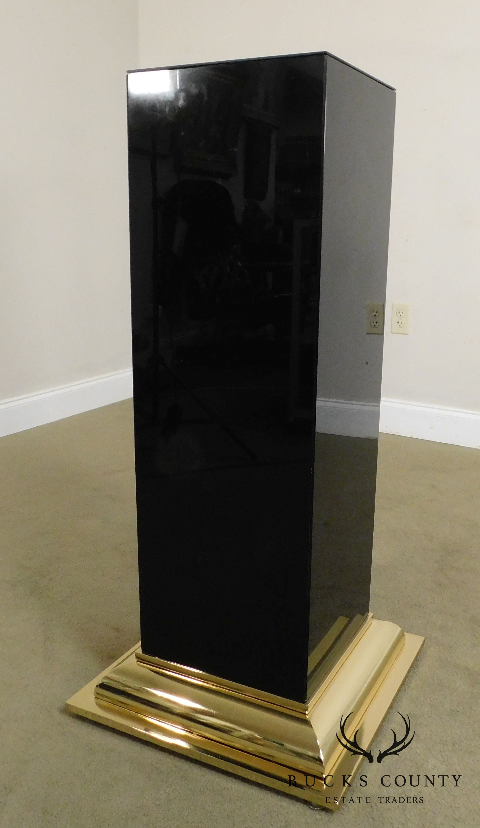 Vintage Modern Black and Gold Pedestal