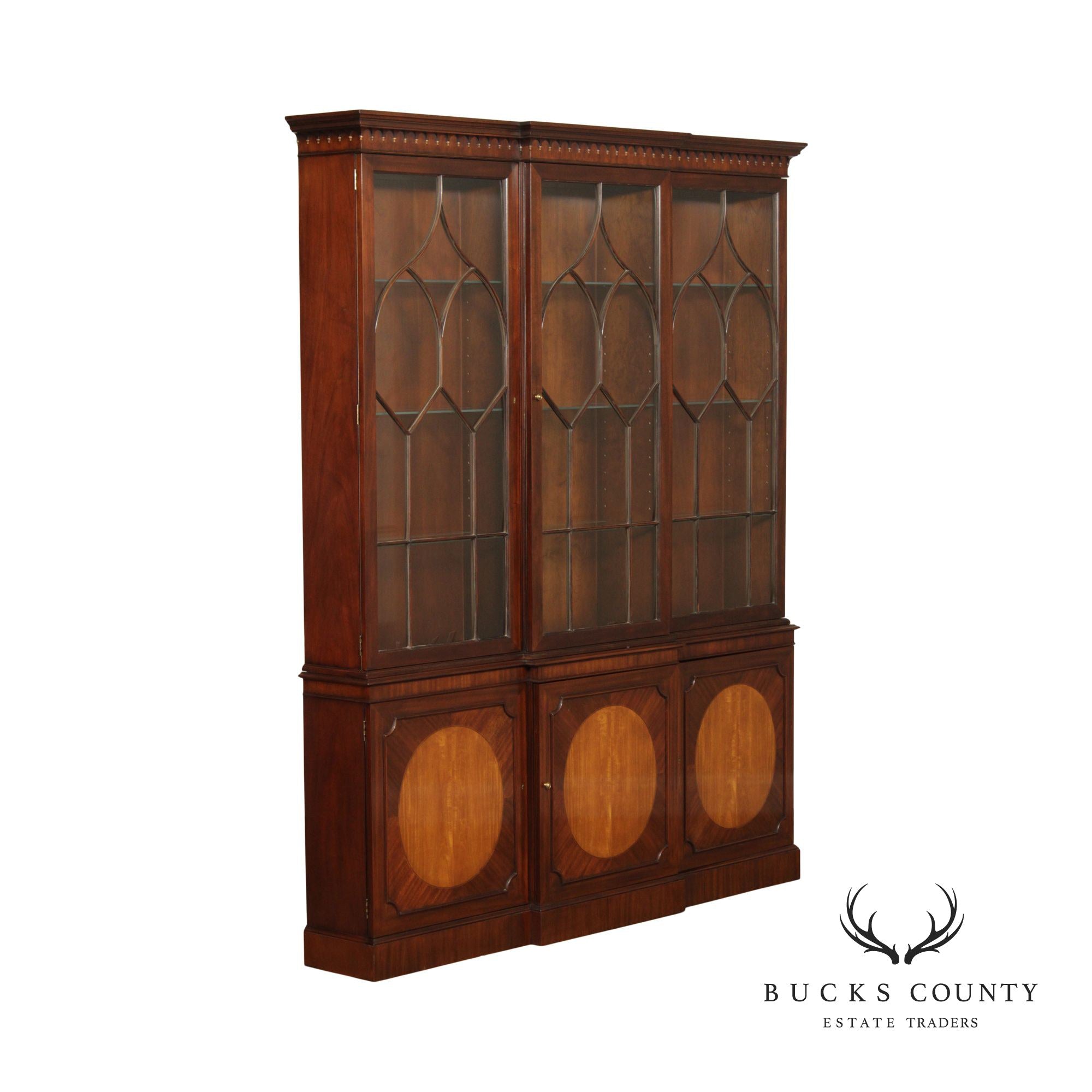 Baker Collector's Edition English Regency Style Mahogany China Display Bookcase Cabinet