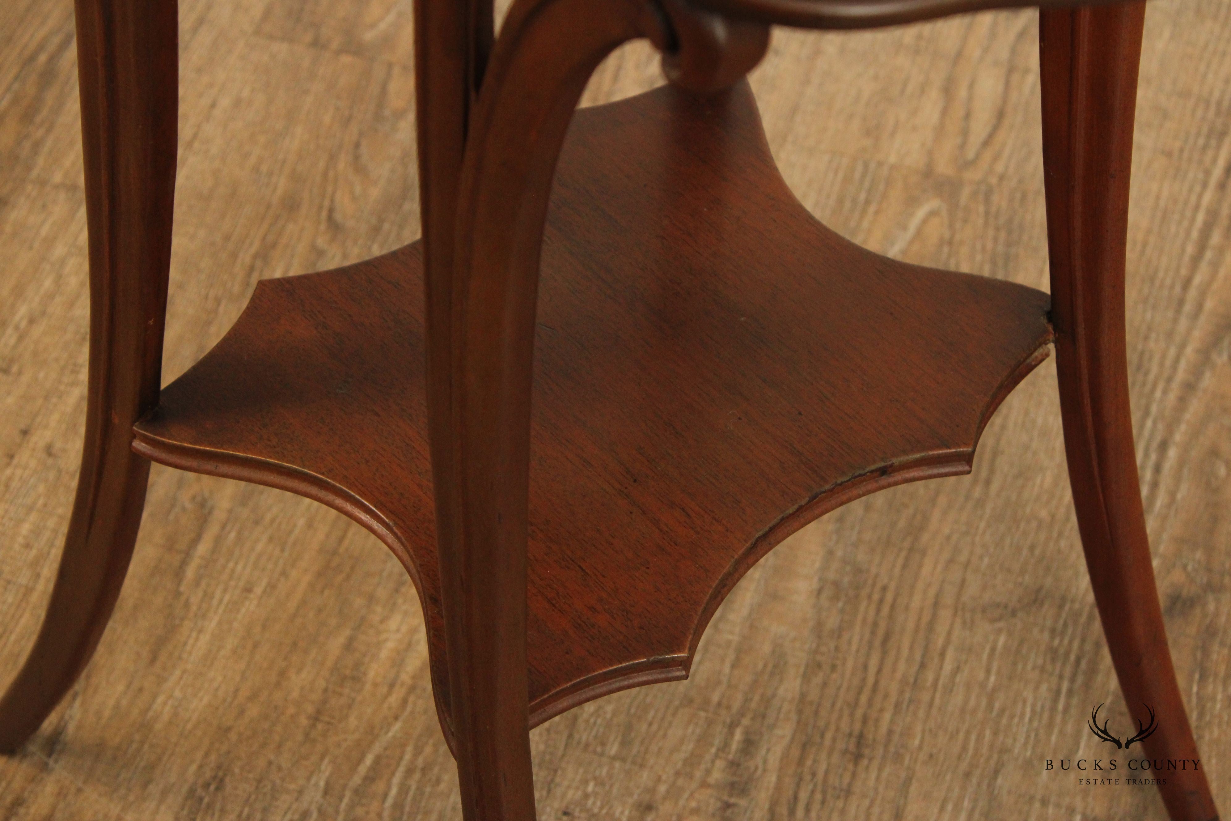 French Art Nouveau Mahogany Tiered Plant Stand