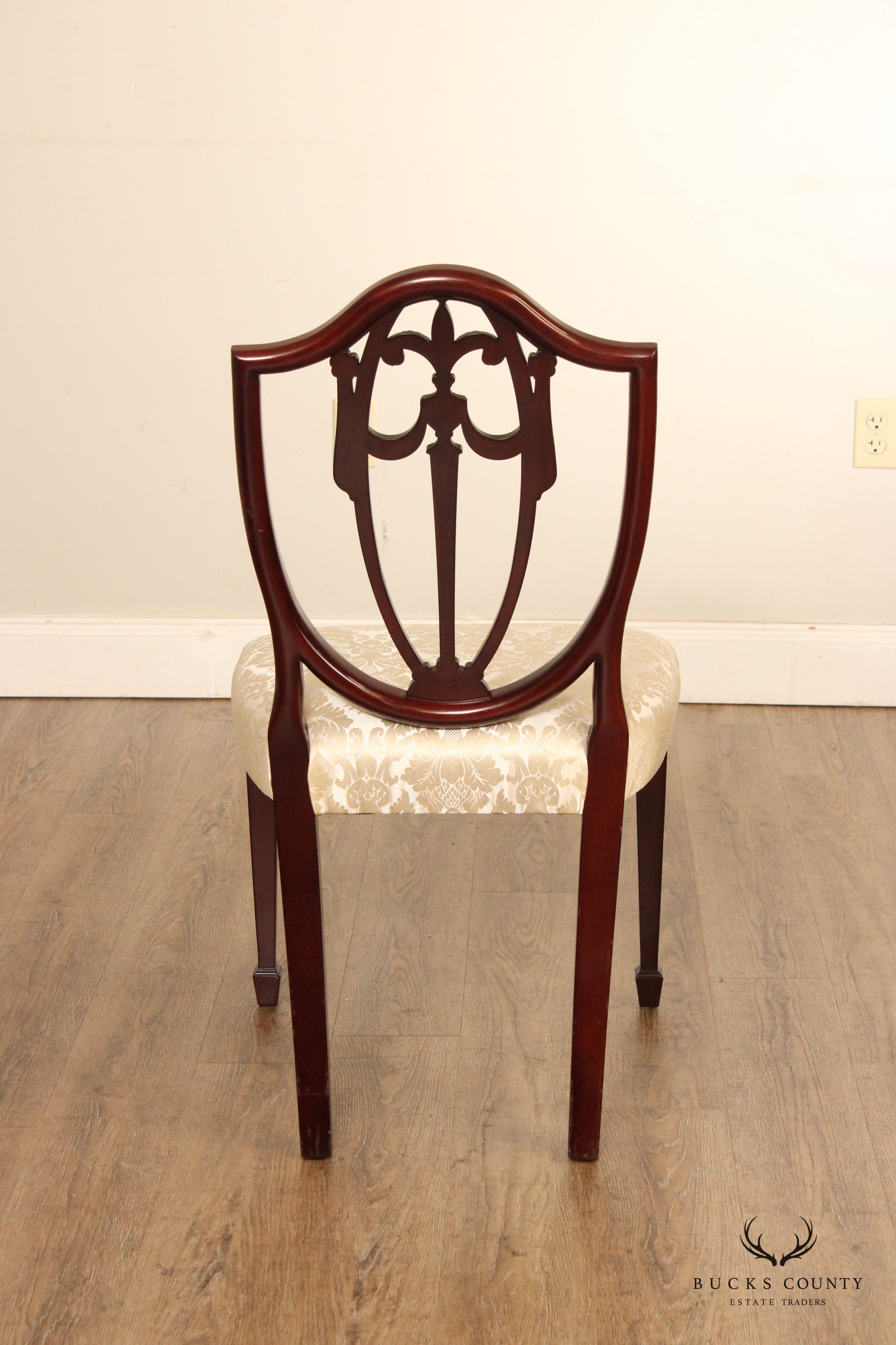 Kindel Hepplewhite Style Mahogany Shield Back Dining Side Chair