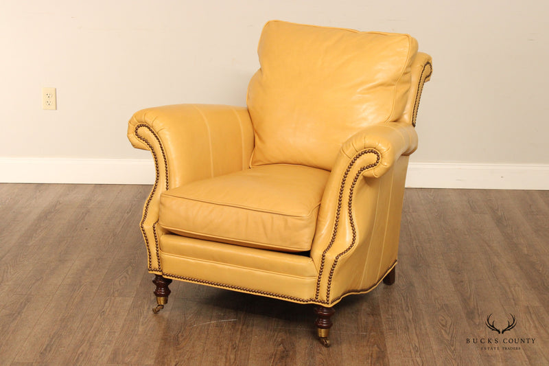 Wesley Hall English Regency Style Leather Lounge Chair