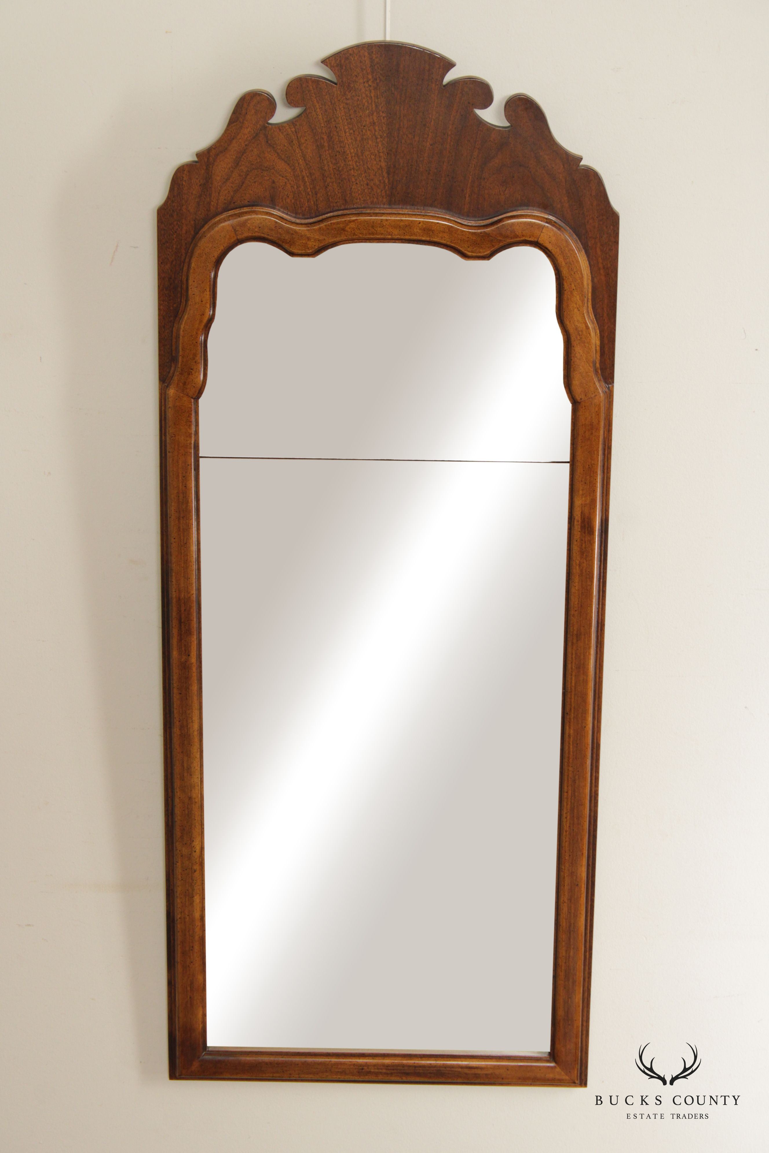 Brandt Queen Anne Style Walnut Looking Glass Wall Mirror