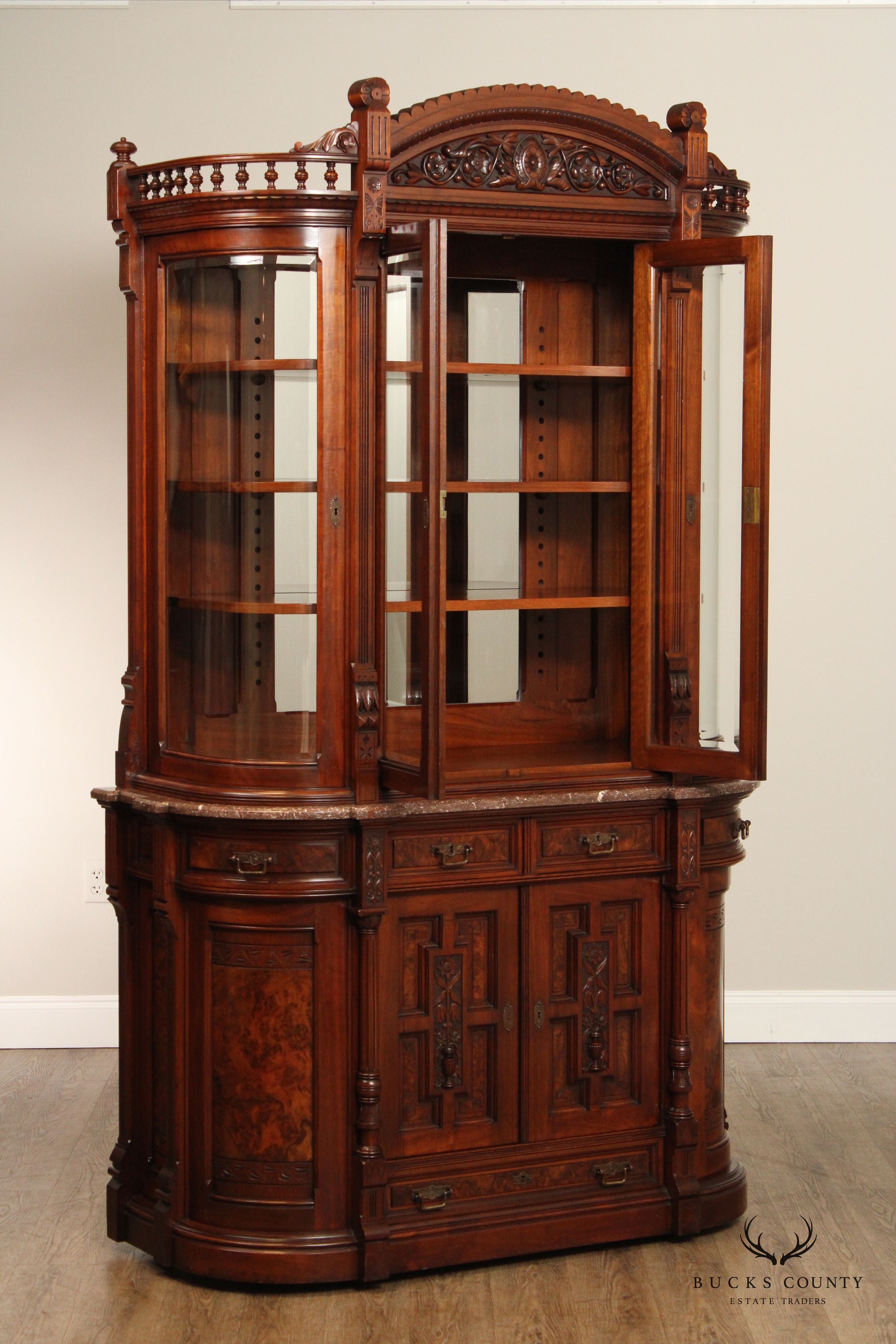 Hale & Kilburn Fine Aesthetic Renaissance Revival Carved Walnut China Cabinet