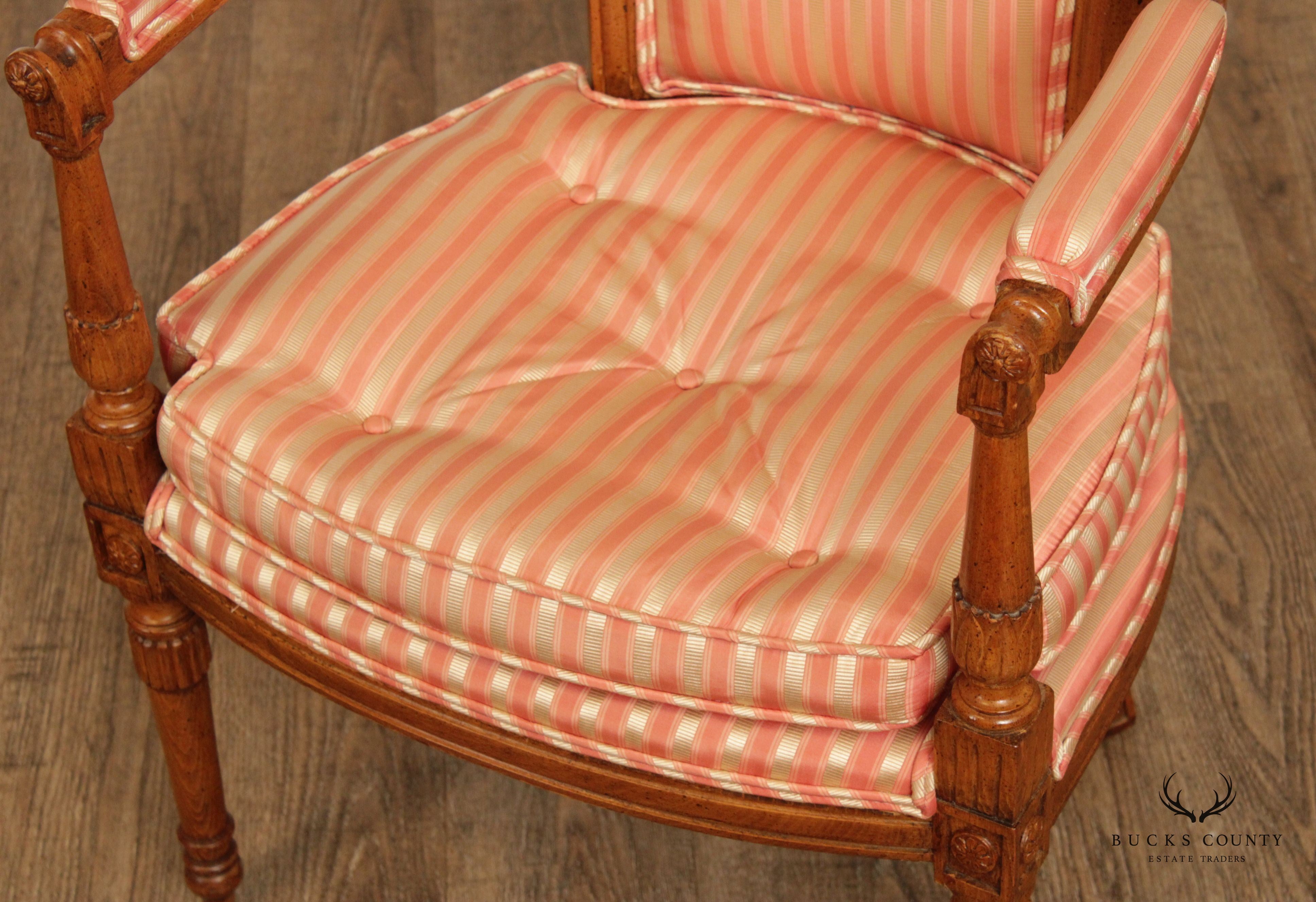 French Directoire Style Carved Fauteuil Arm Chair