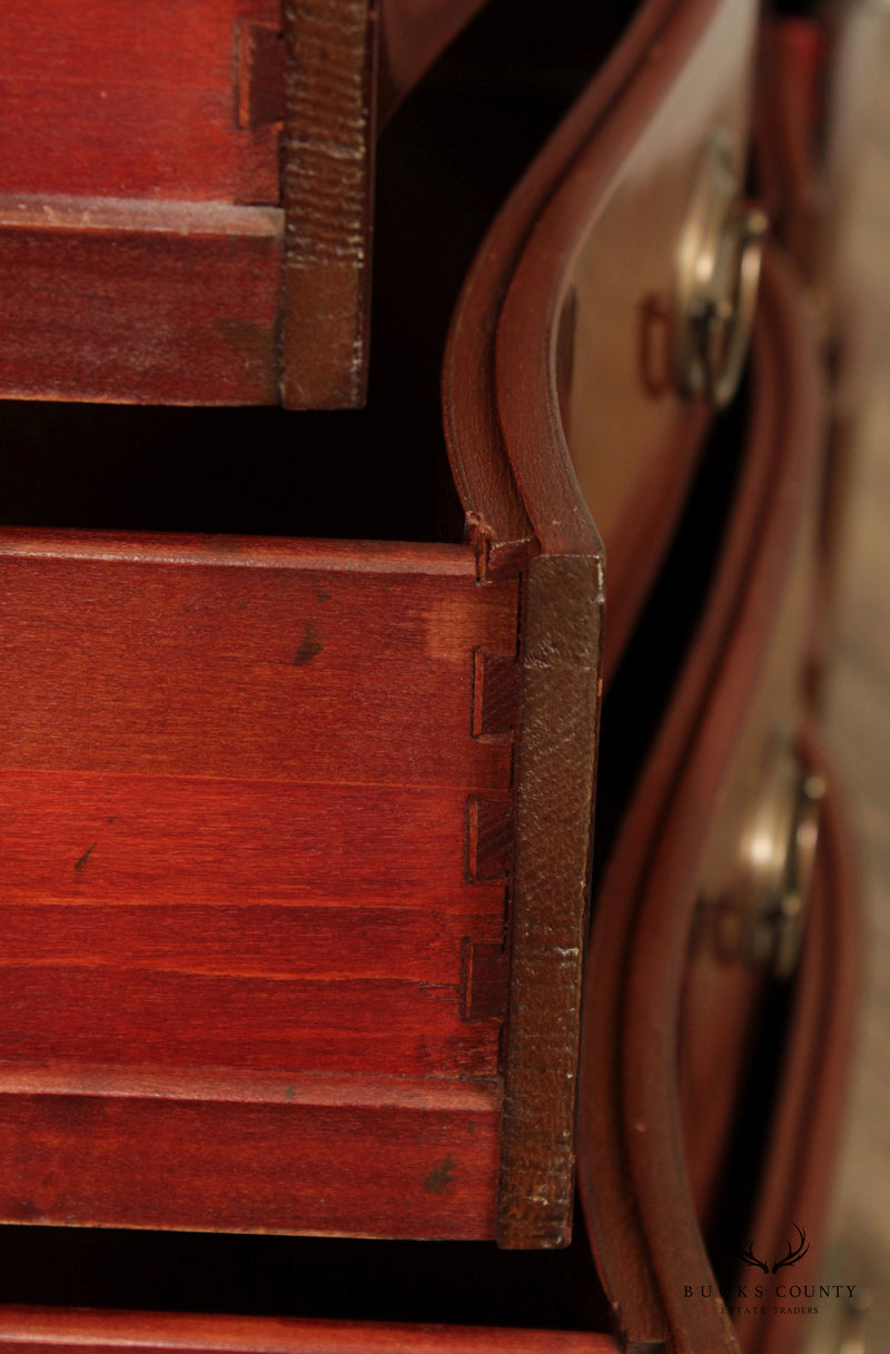 Hepplewhite Style Vintage Mahogany Serpentine Dresser