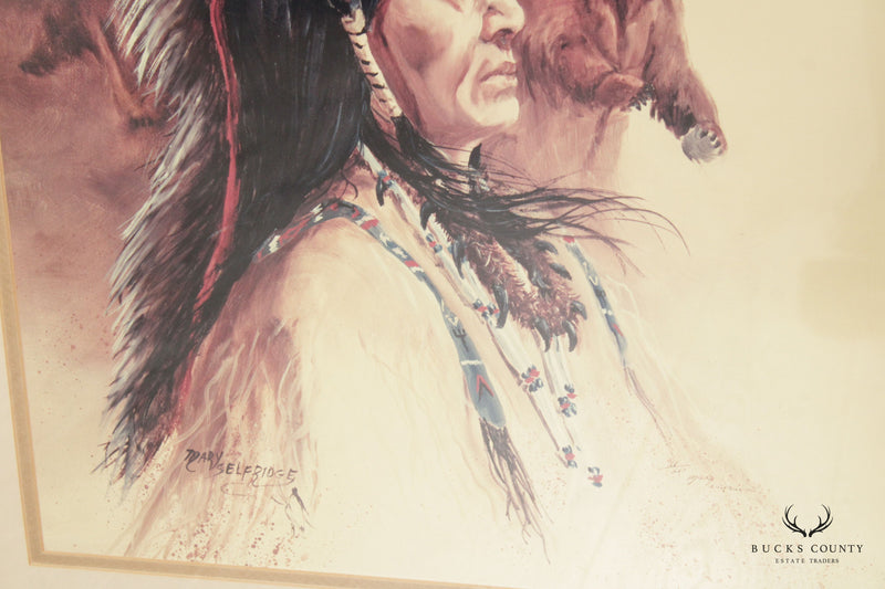 Mary Selfridge Pair Native American Portrait Prints, Custom Framed