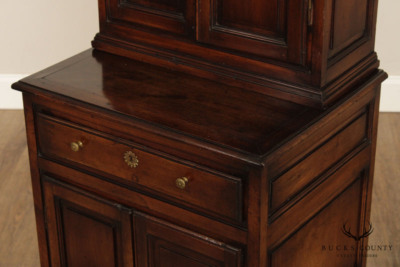 Antique English Pine Narrow Step Back Cabinet