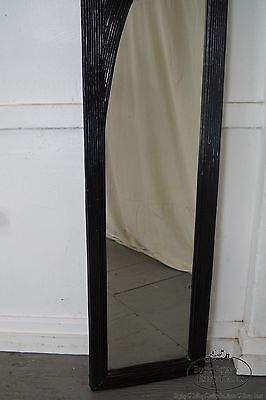 Mid Century Pair of Black Painted Tall Narrow Reeded Design Mirrors