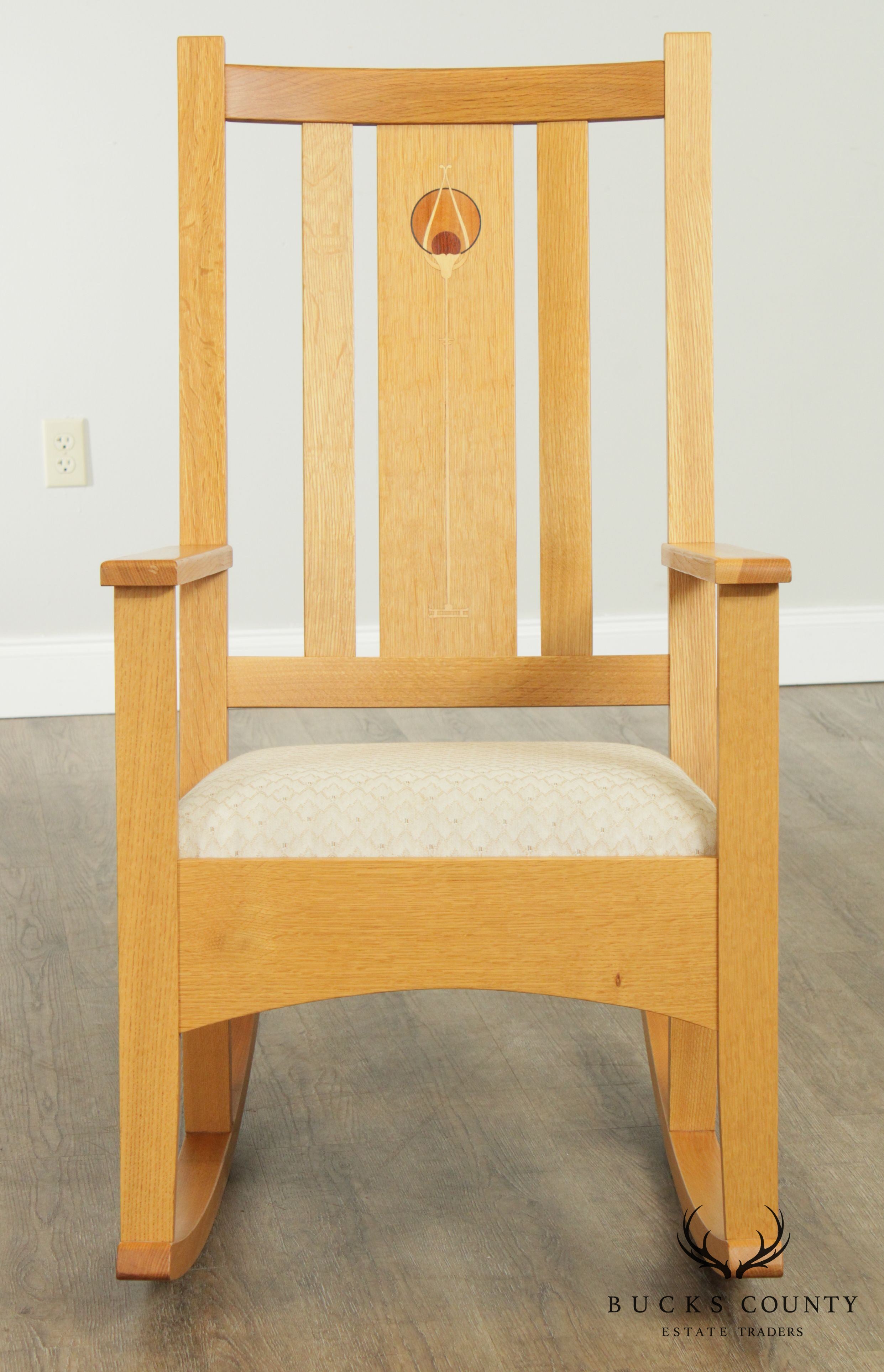 Mission Style Light Oak Inlaid Rocker