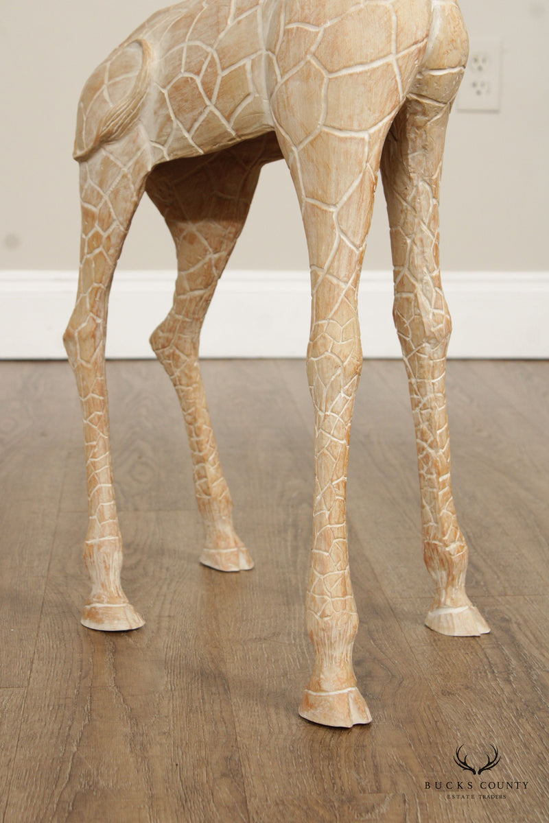 Vintage Carved Wood Giraffe Sculpture