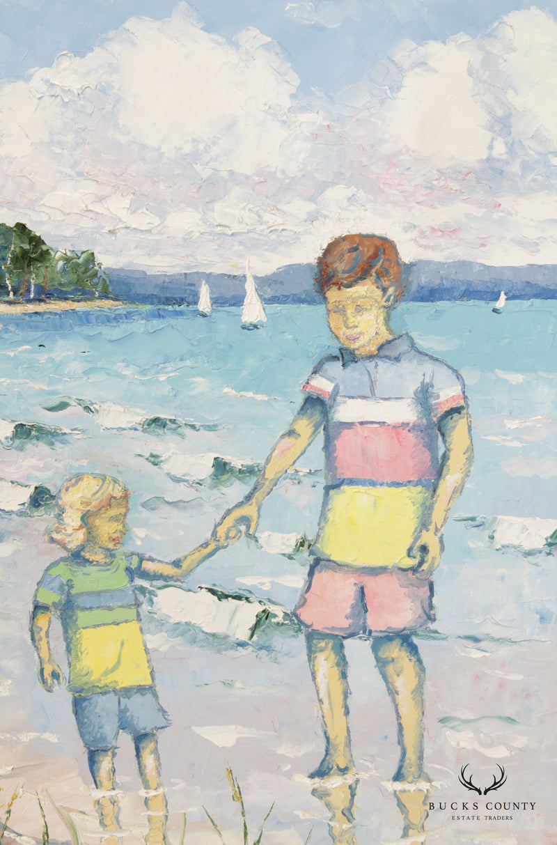 Trisha Witty Children Playing at Seashore Original Oil Painting