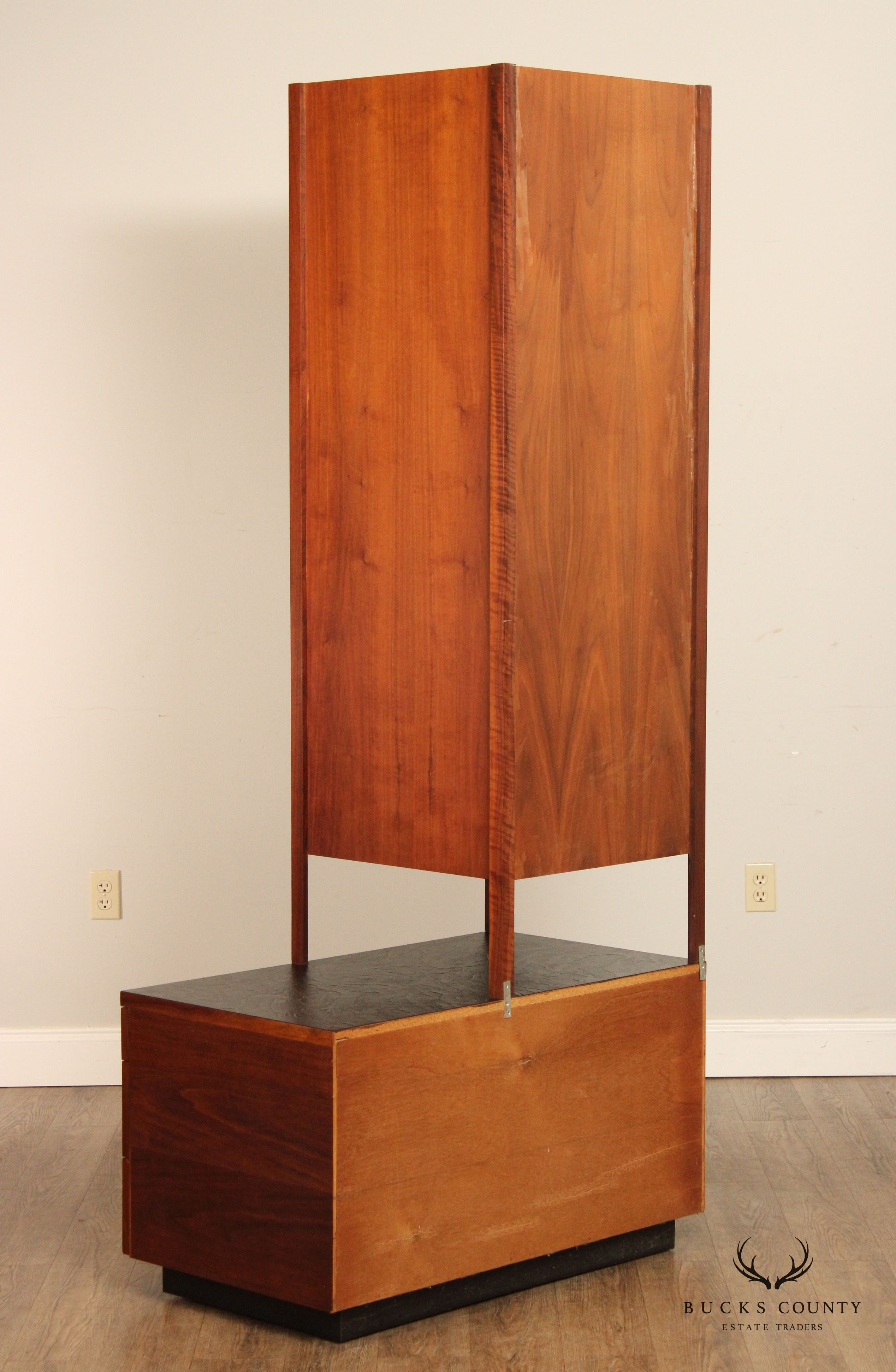 Mid Century Modern Walnut Pair of Cabinet Top Chests