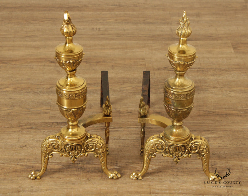 Vintage Pair of Neoclassical Style Brass Andirons – Bucks County Estate  Traders