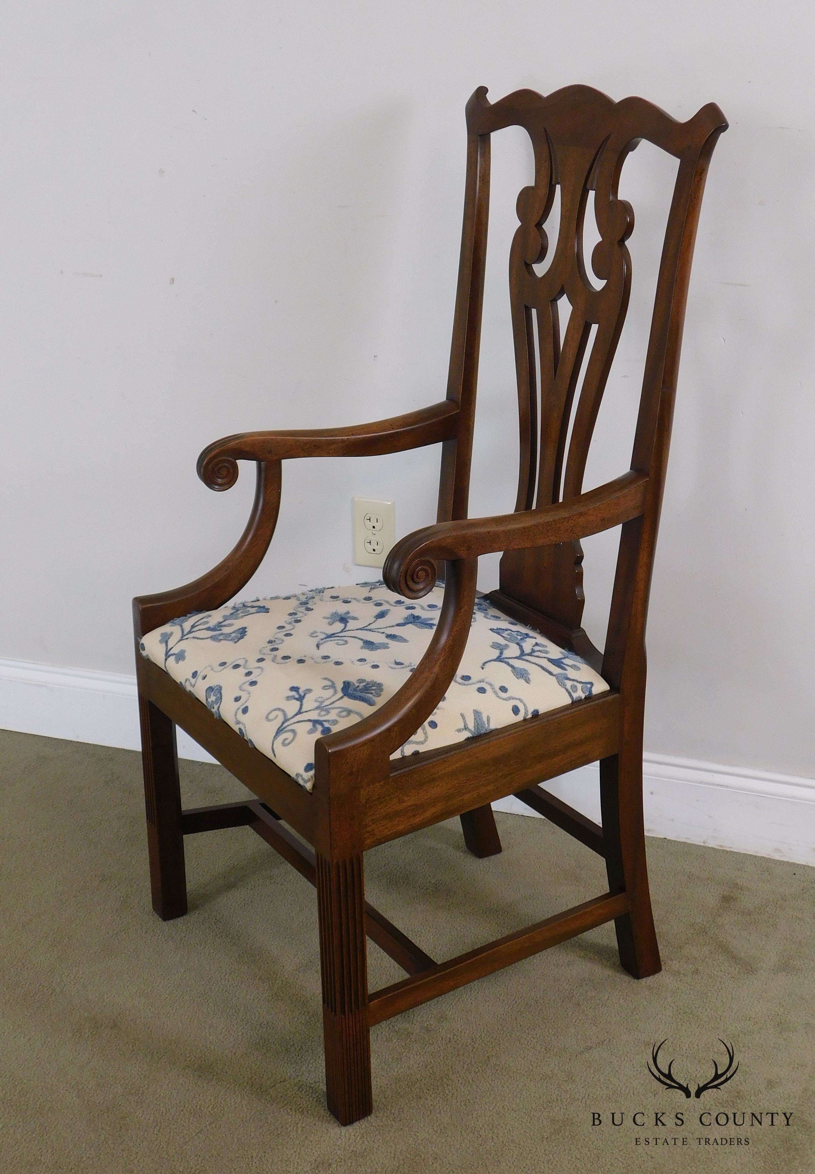 Kittinger Historic Newport Mahogany Chippendale Style High Back Armchair