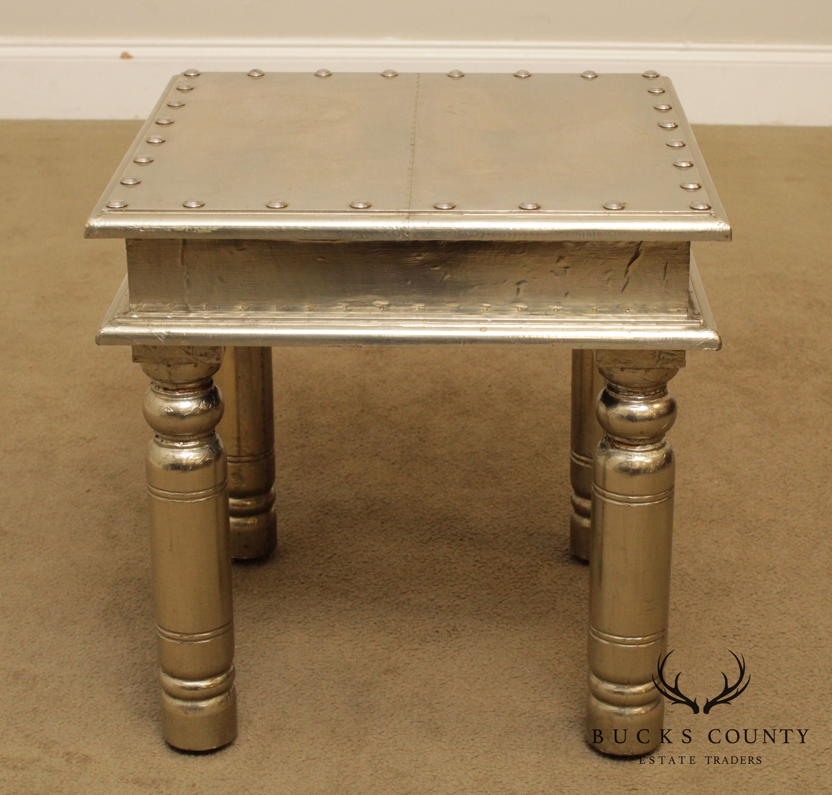 Square Silver Foil Wrapped Side Table