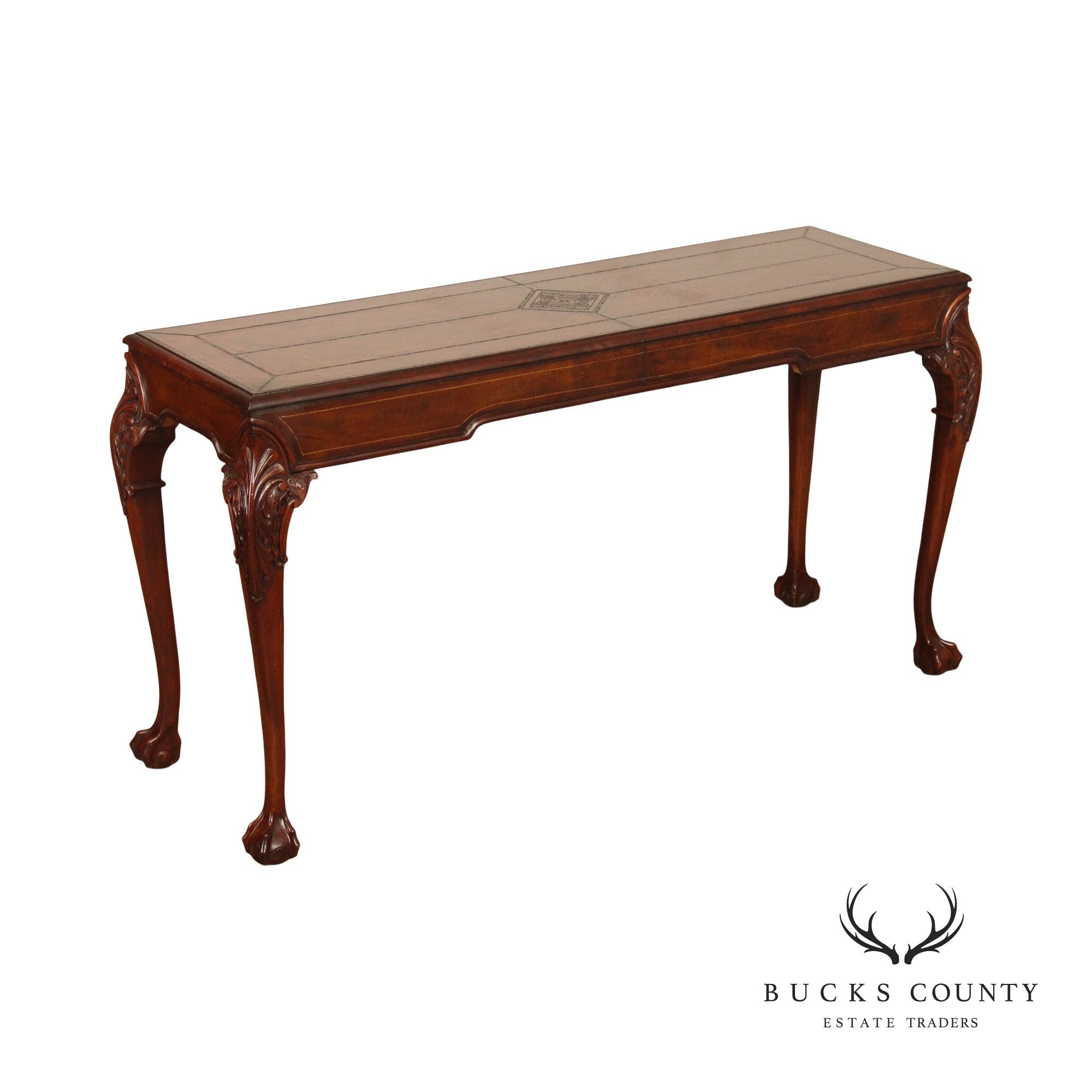 Chippendale Style Carved Mahogany Ball and Claw Foot Console Table