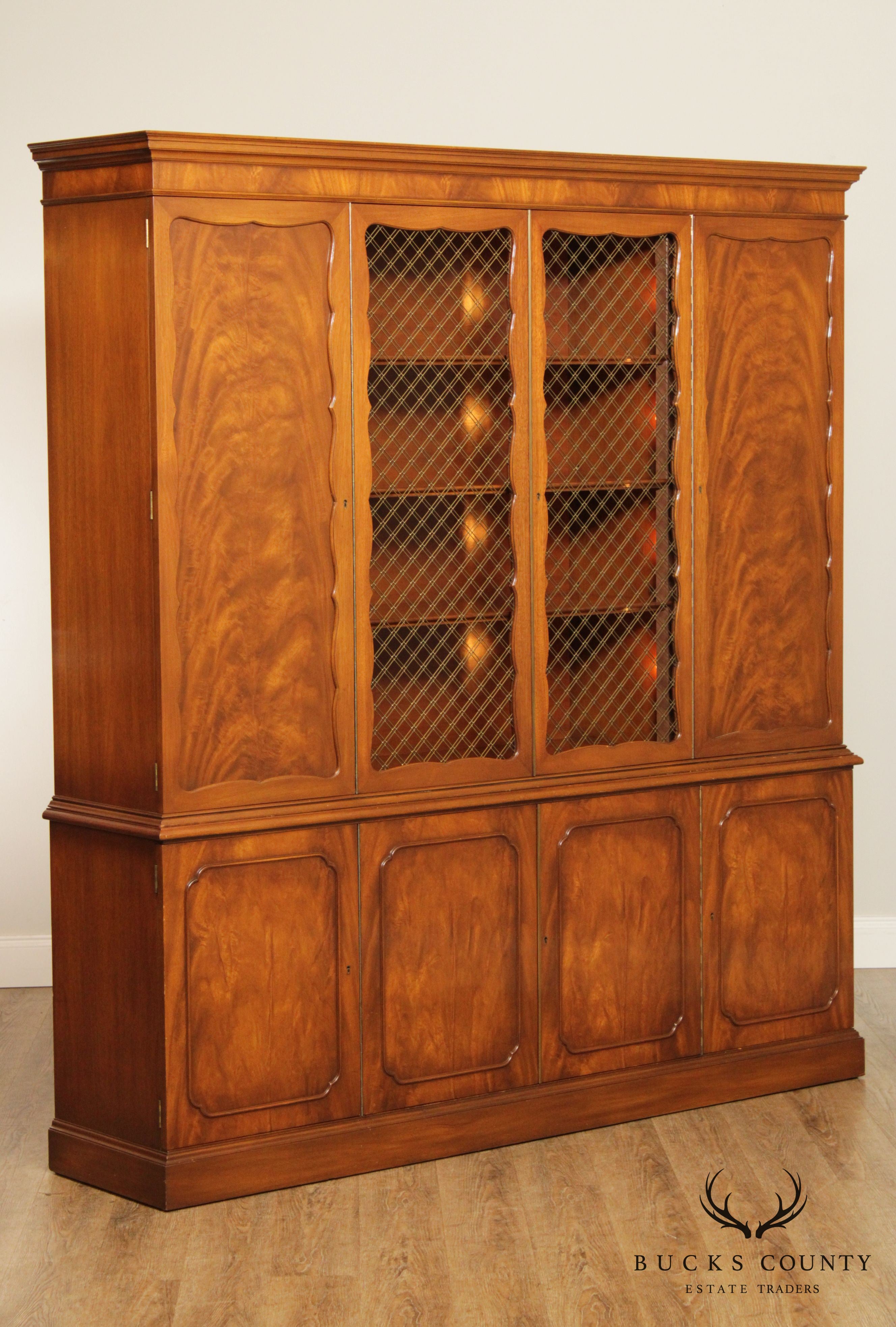 Regency Style Vintage Custom Quality Mahogany Breakfront Bookcase