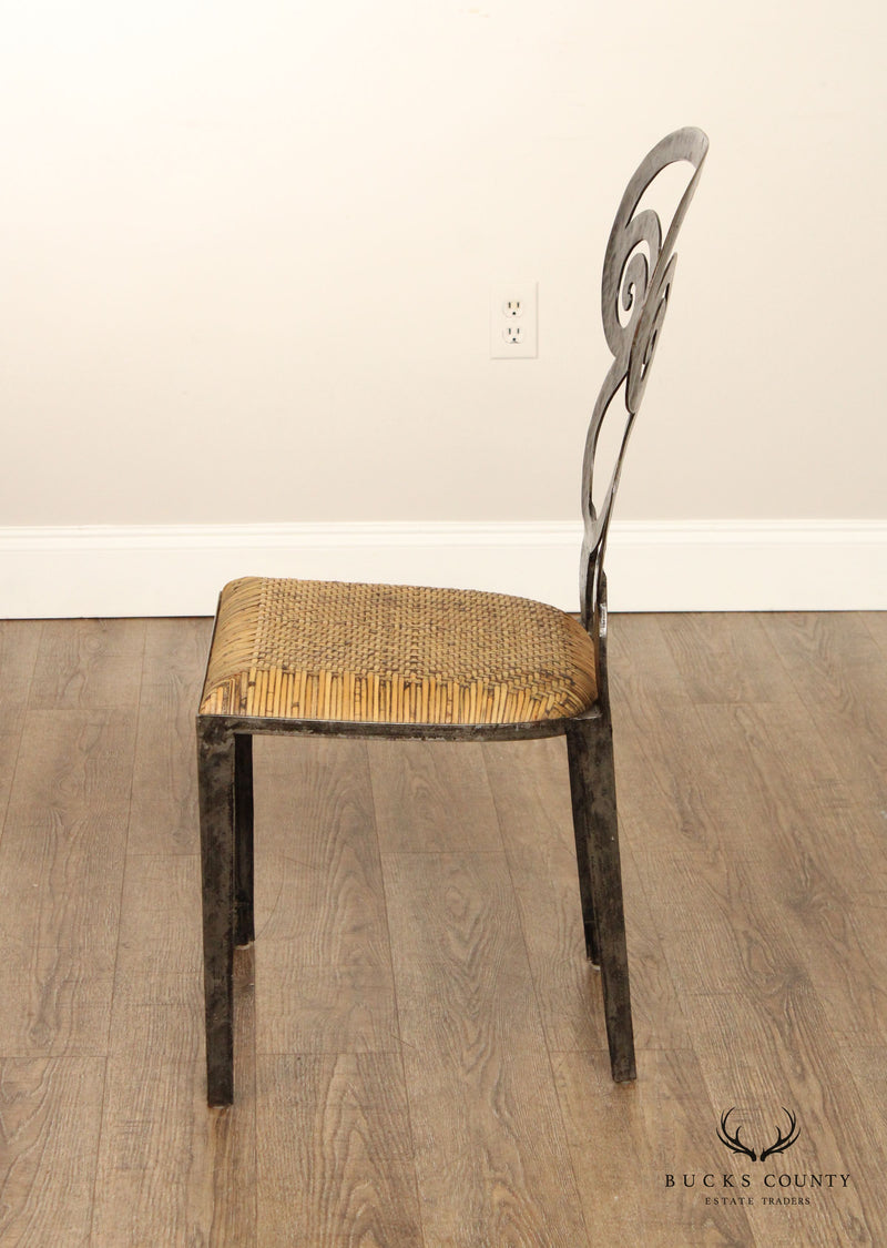 Biedermeir Style Set Of Four Forged Iron Frame dining Chairs