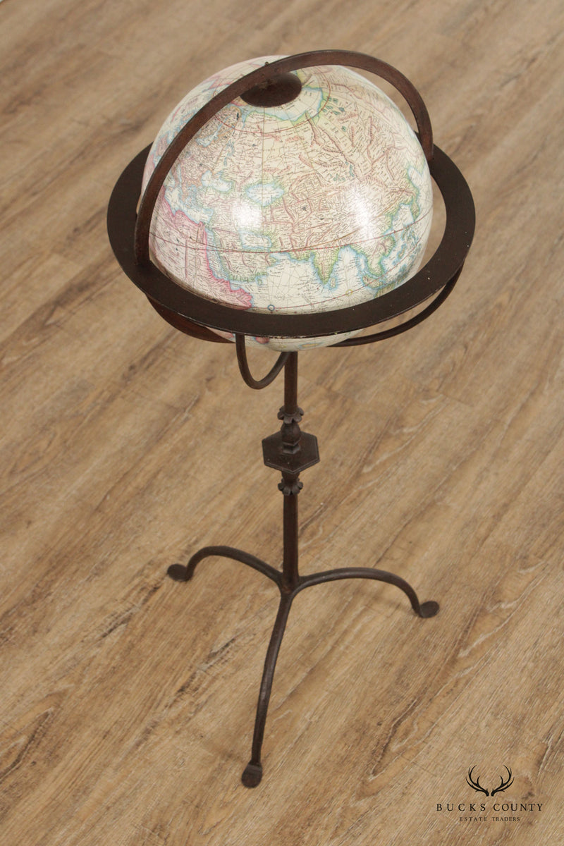 Spanish Baroque Style Vintage Globe on Iron Stand