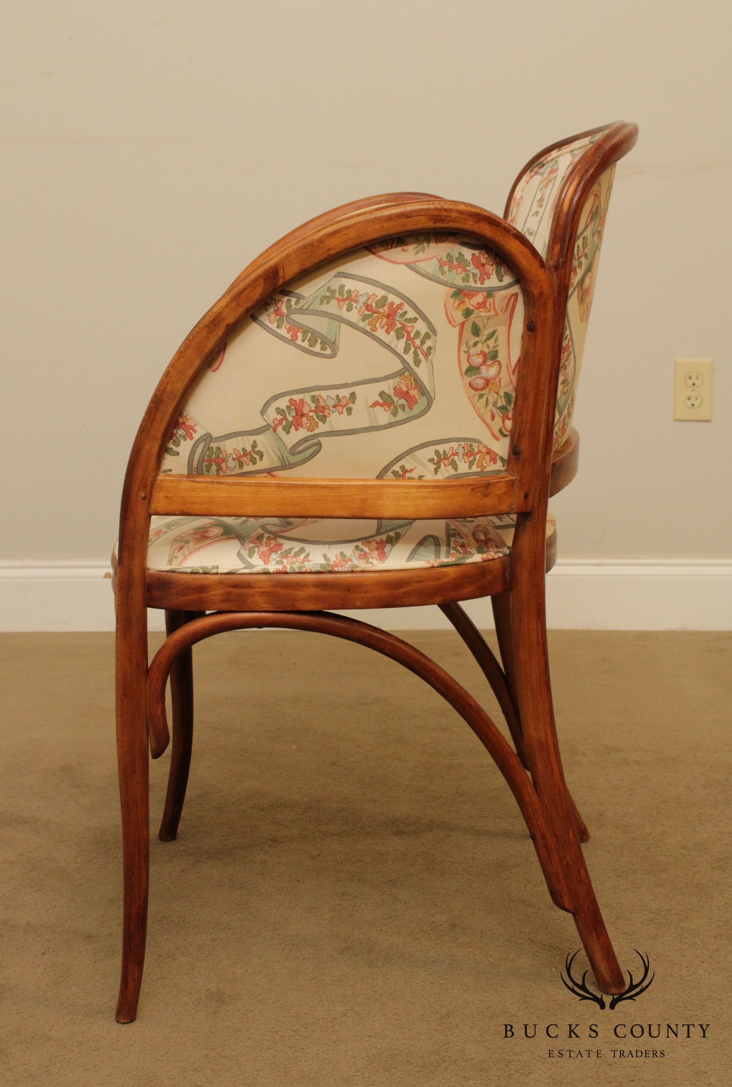 Art Nouveau Antique Pair Bentwood Armchairs